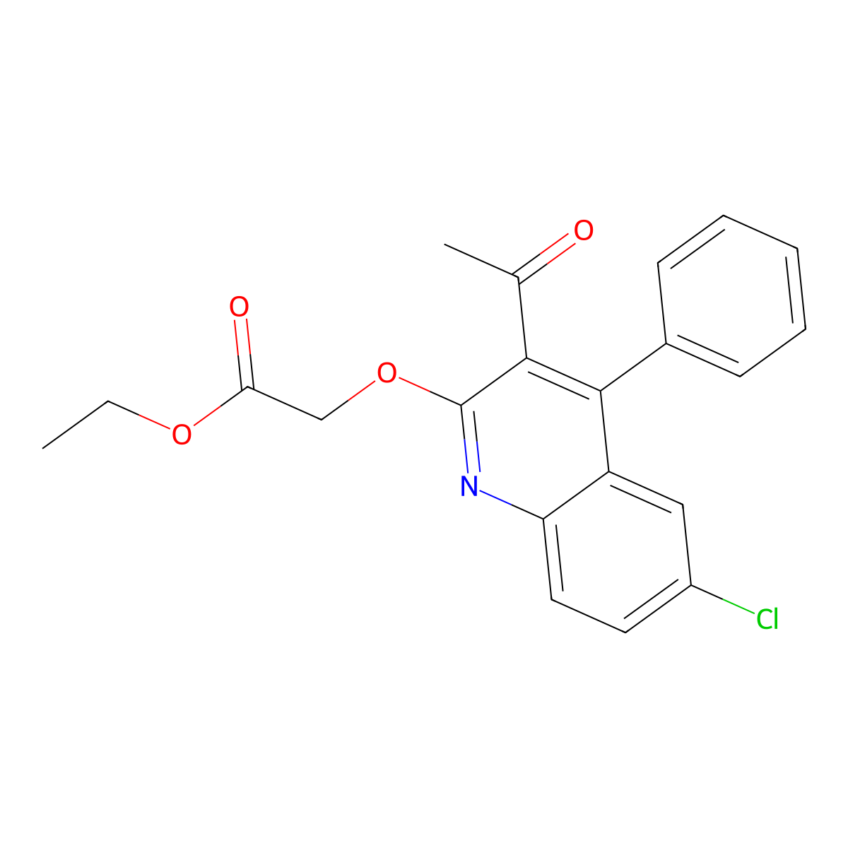 Ethyl 2-((3-acetyl-6-chloro-4-phenylquinolin-2-yl)oxy)acetate molecular structure, CAS 6046-52-2