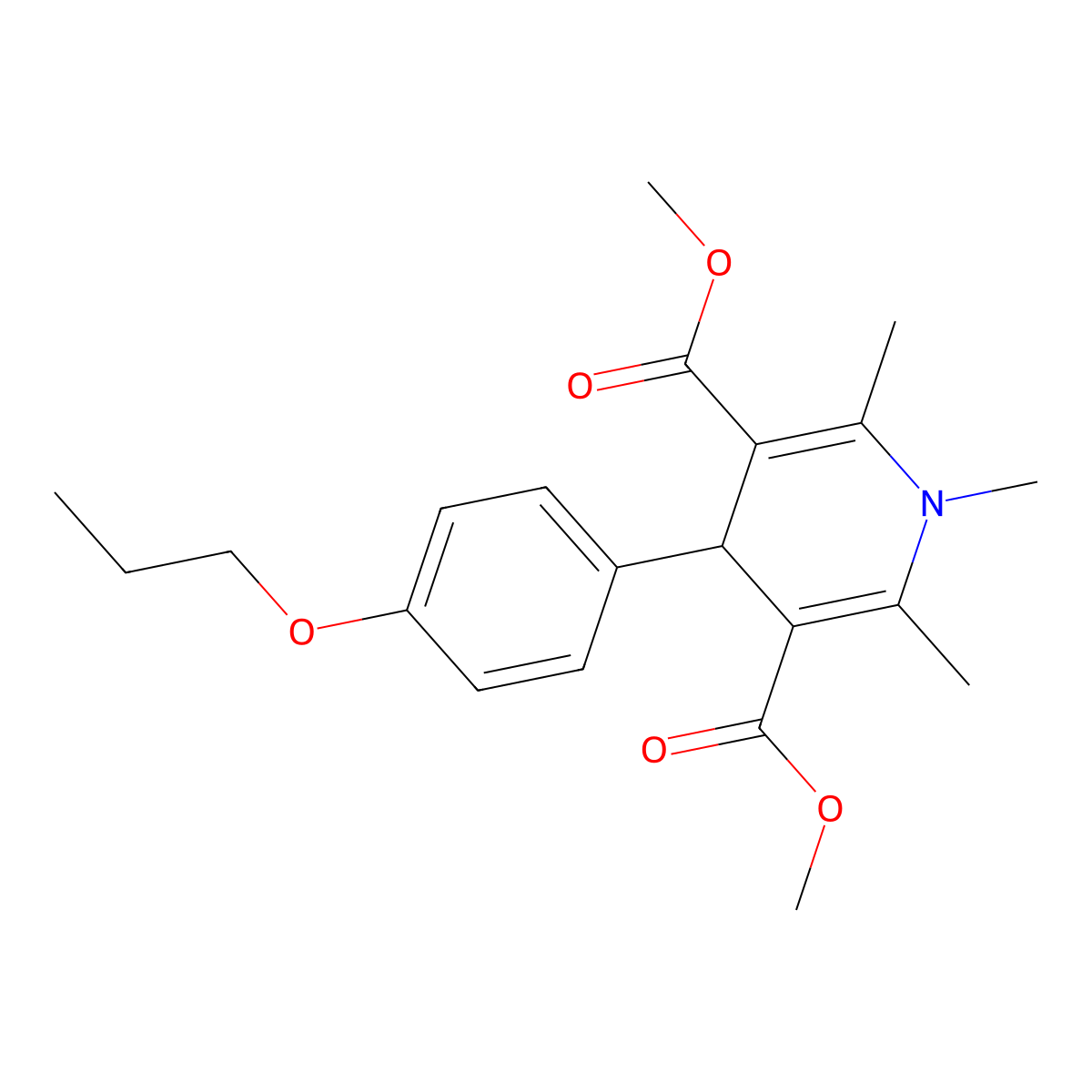 dimethyl 1,2,6-trimethyl-4-(4-propoxyphenyl)-4H-pyridine-3,5-dicarboxylate molecular structure, CAS 6046-62-4