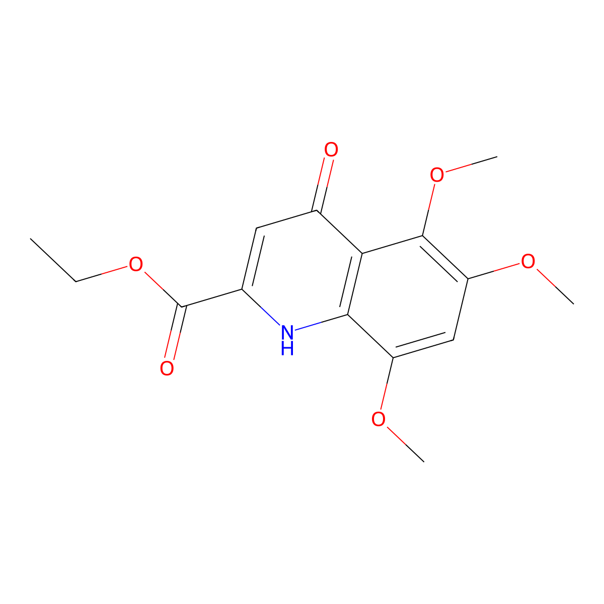 Ethyl 4-hydroxy-5,6,8-trimethoxyquinoline-2-carboxylate molecular structure, CAS 6046-71-5