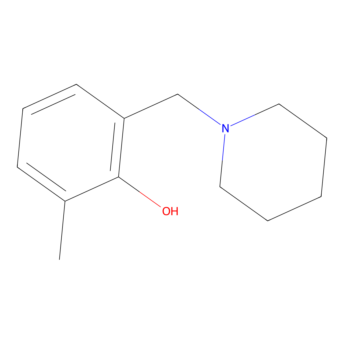 2-Methyl-6-(piperidin-1-ylmethyl)phenol molecular structure, CAS 60460-62-0