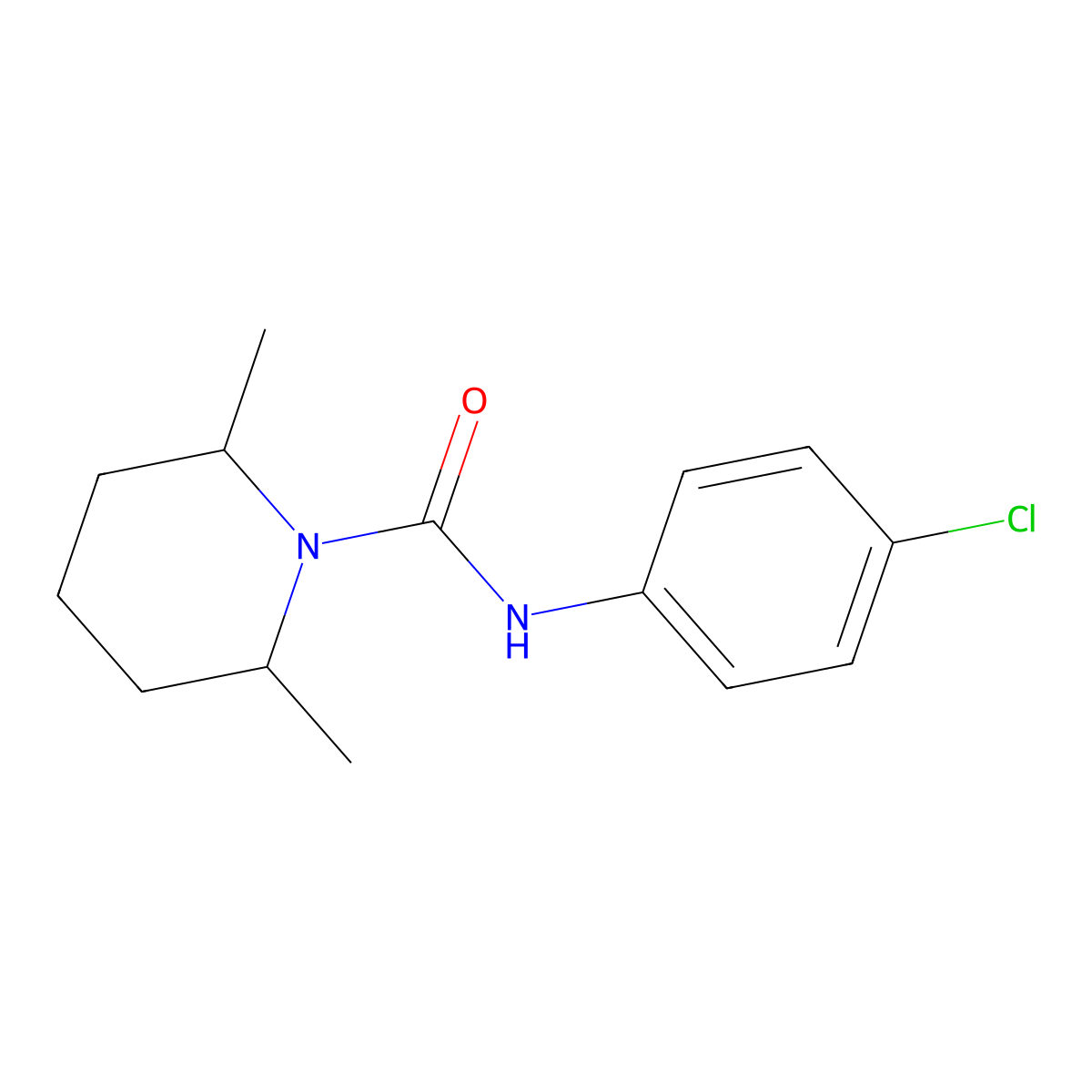1-(N-(4-Chlorophenyl)carbamoyl)-2,6-dimethylpiperidine molecular structure, CAS 60464-80-4