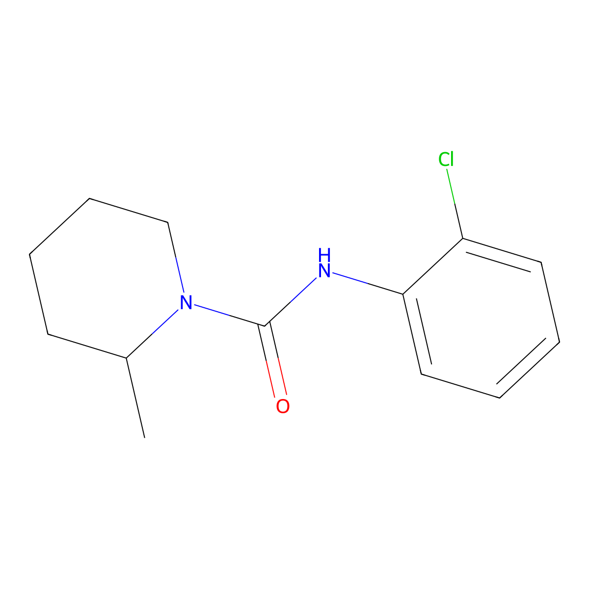 1-(2-Chlorophenylcarbamoyl)-2-methylpiperidine molecular structure, CAS 60464-81-5