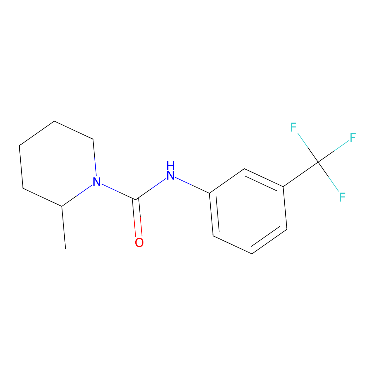 2-Methyl-1-(N-(3-trifluoromethylphenyl)carbamoyl)piperidine molecular structure, CAS 60464-94-0