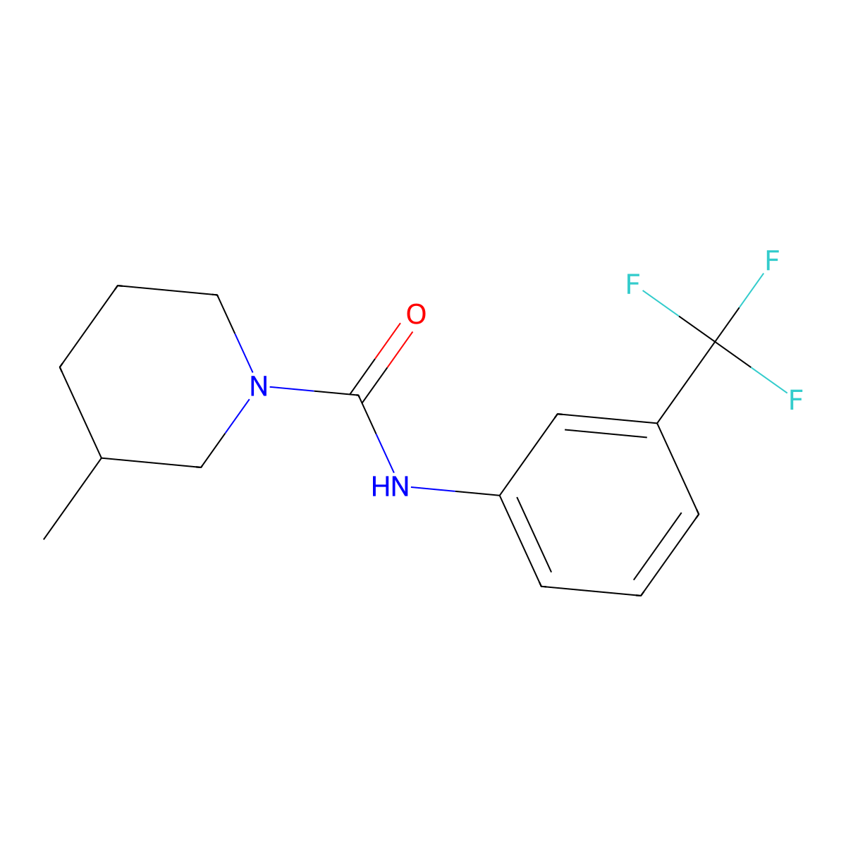 3-methyl-N-[3-(trifluoromethyl)phenyl]piperidine-1-carboxamide molecular structure, CAS 60464-96-2