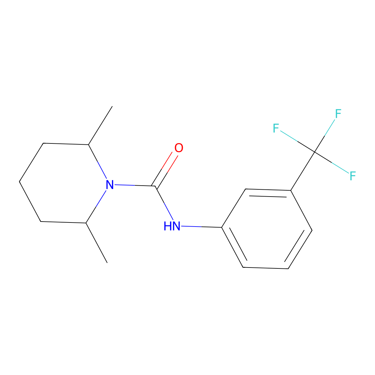 2,6-dimethyl-N-[3-(trifluoromethyl)phenyl]piperidine-1-carboxamide molecular structure, CAS 60464-97-3