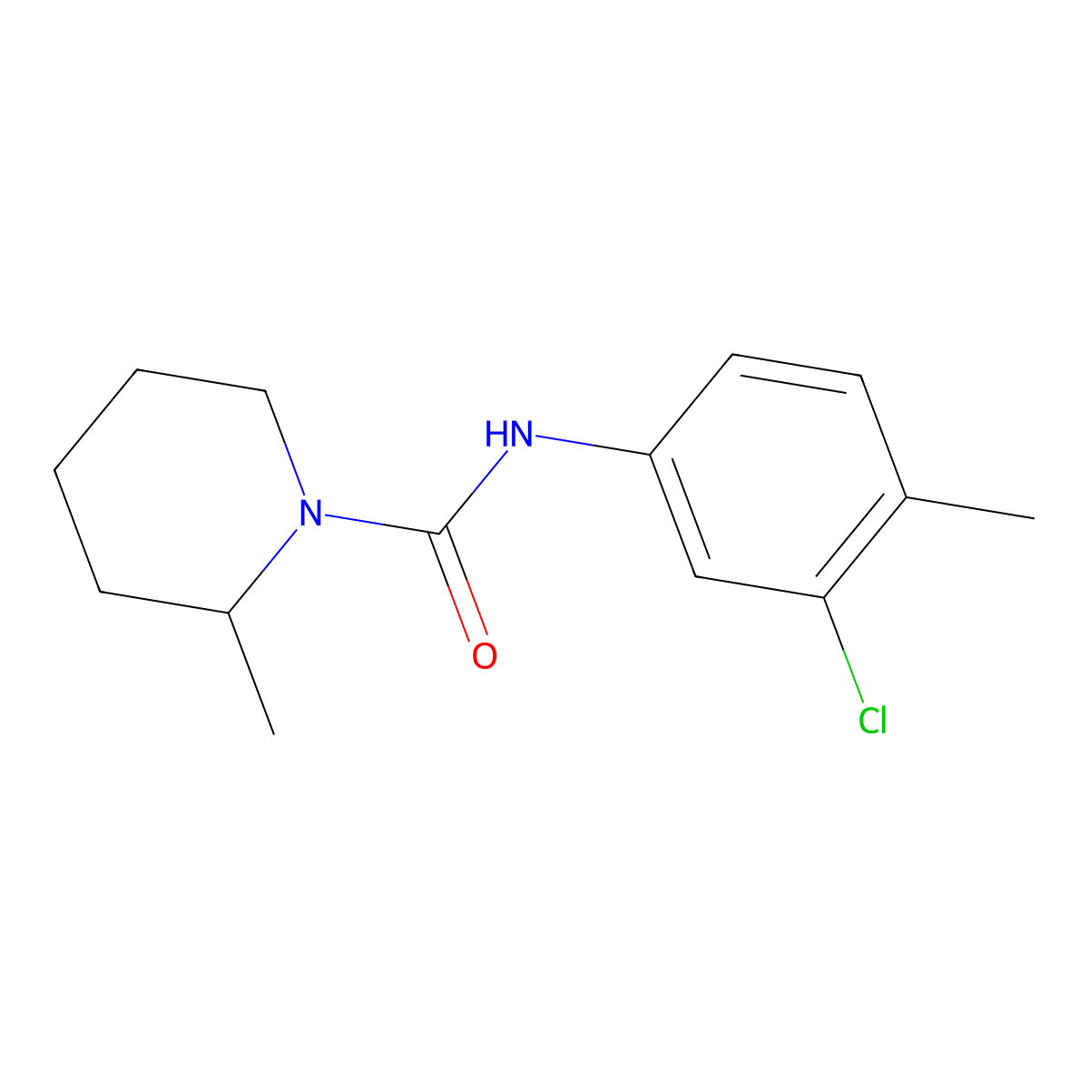 N-(3-Chloro-4-methylphenyl)-2-methyl-1-piperidinecarboxamide molecular structure, CAS 60465-03-4