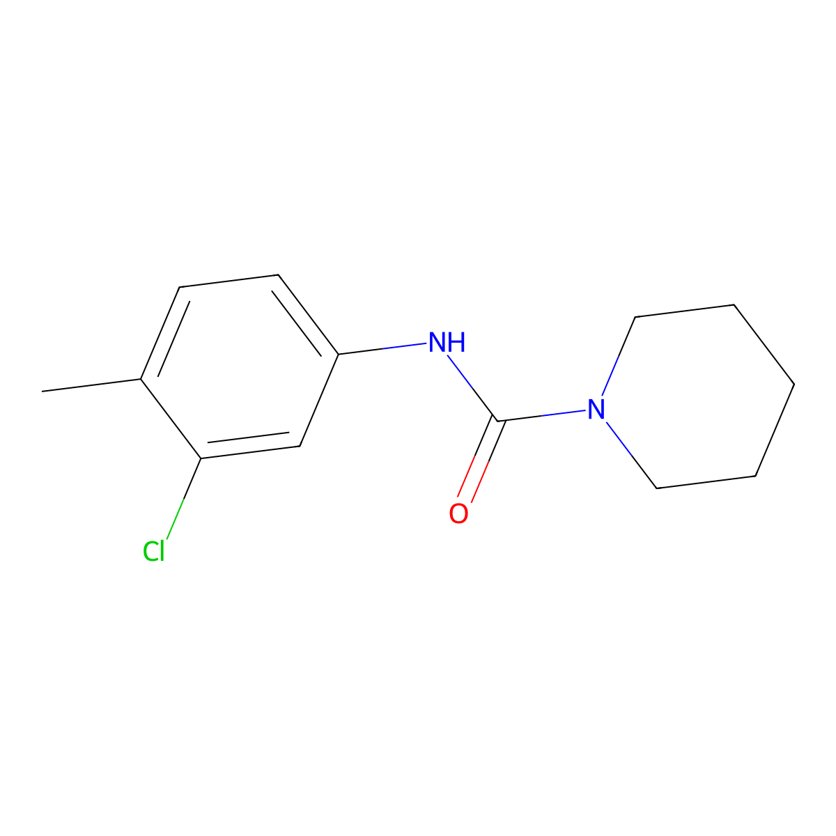 1-(N-(3-Chloro-4-methylphenyl)carbamoyl)piperidine molecular structure, CAS 60465-07-8