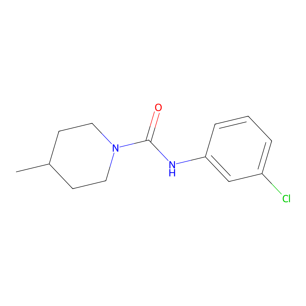 N-(3-chlorophenyl)-4-methylpiperidine-1-carboxamide molecular structure, CAS 60465-13-6