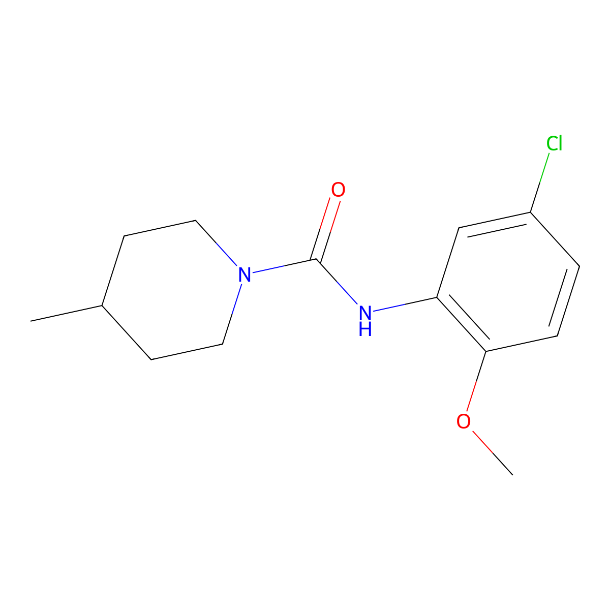 N-(5-chloro-2-methoxyphenyl)-4-methylpiperidine-1-carboxamide molecular structure, CAS 60465-44-3