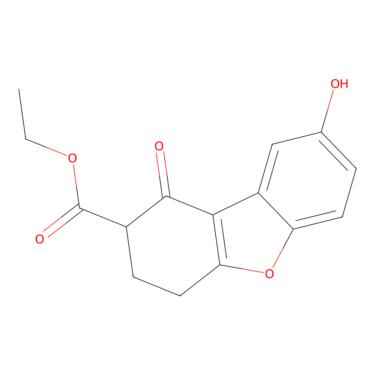 ethyl 8-hydroxy-1-oxo-3,4-dihydro-2H-dibenzofuran-2-carboxylate molecular structure, CAS 6047-15-0