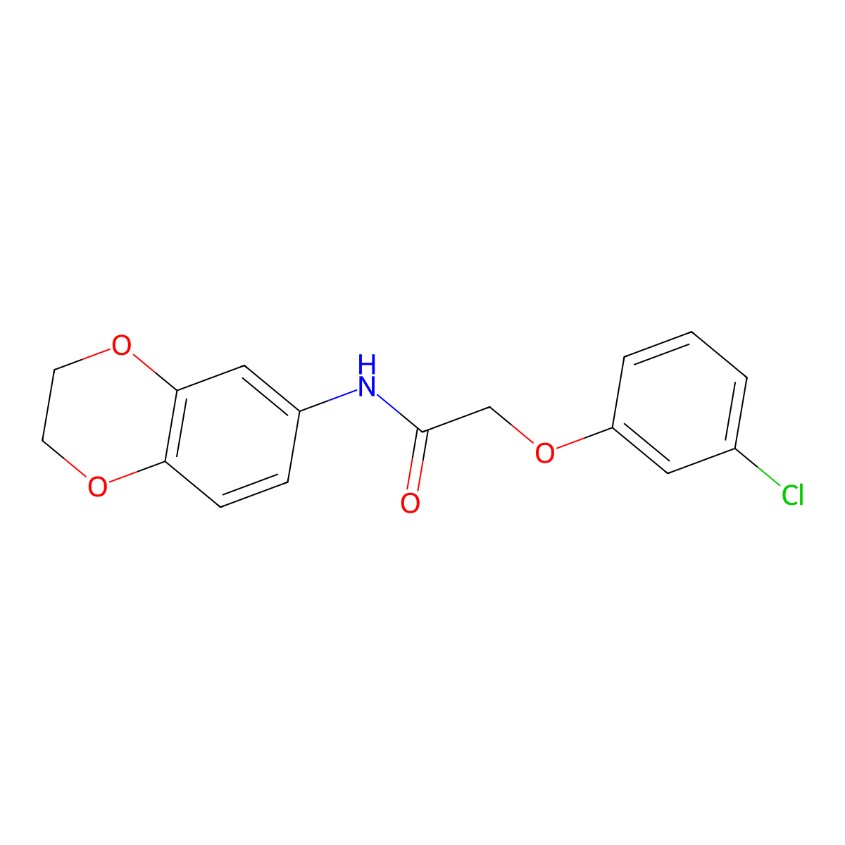 2-(3-chlorophenoxy)-N-(2,3-dihydro-1,4-benzodioxin-6-yl)acetamide molecular structure, CAS 6047-19-4