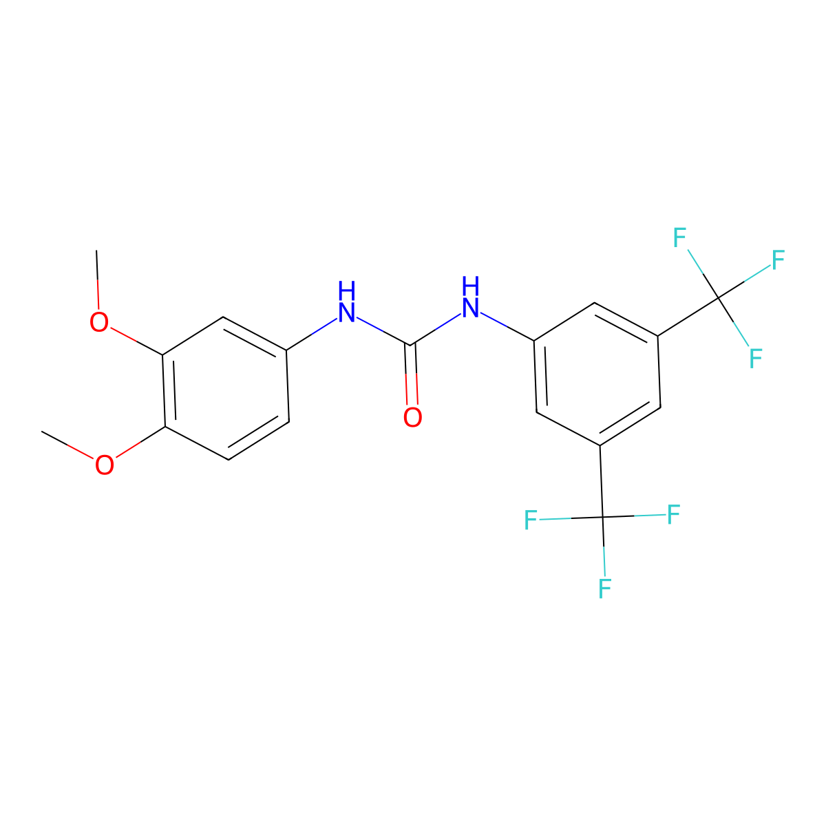 1-[3,5-Bis(trifluoromethyl)phenyl]-3-(3,4-dimethoxyphenyl)urea molecular structure, CAS 6047-43-4