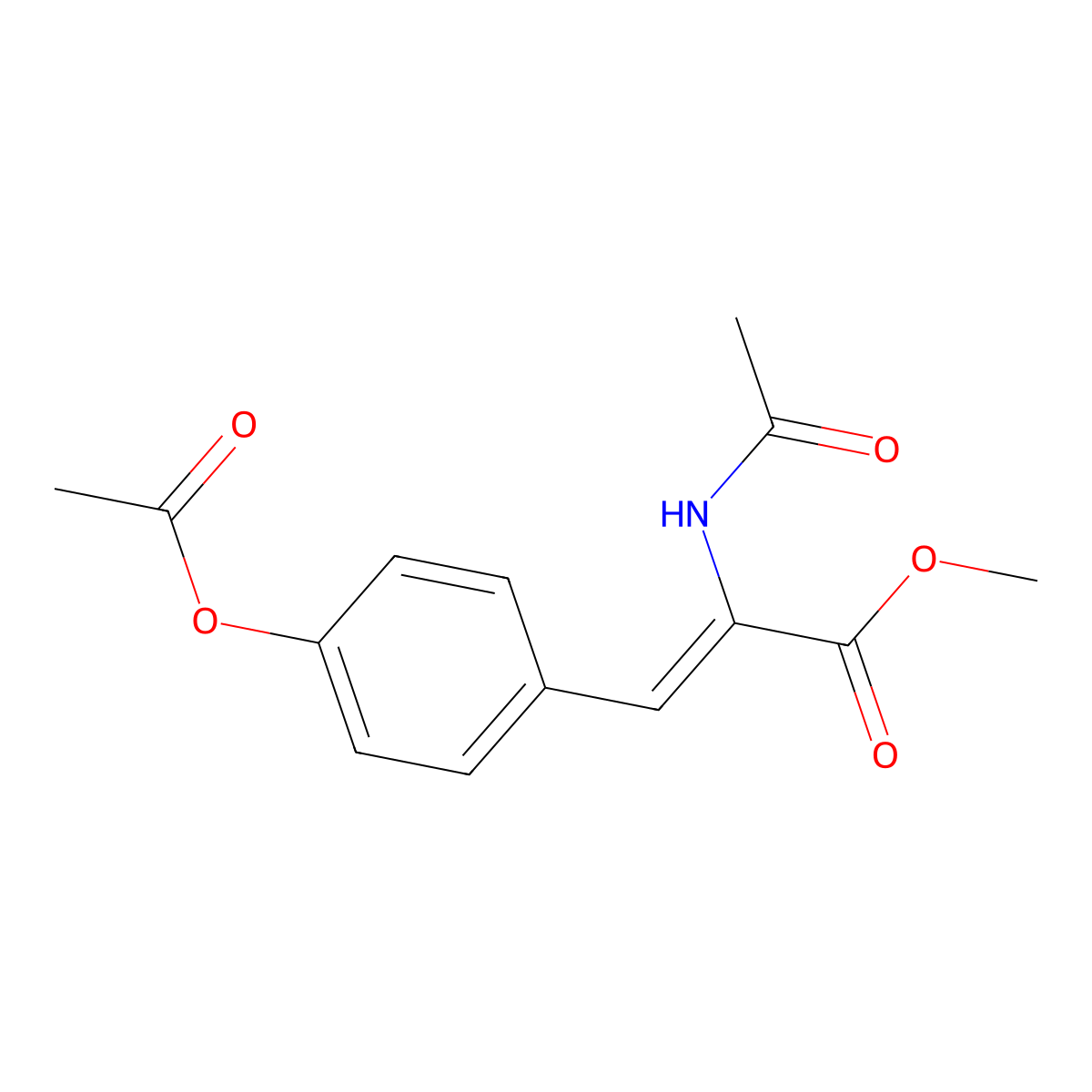 Methyl-3-[4-(acetyloxy)phenyl]-2-acetamidoprop-2-enoate molecular structure, CAS 60470-85-1