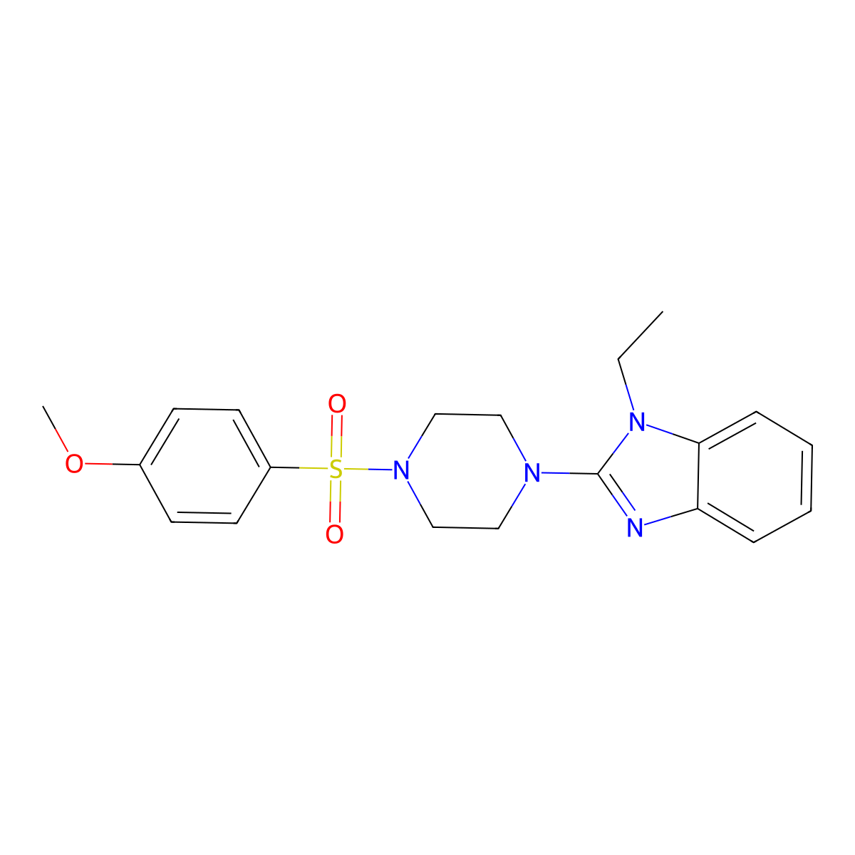 1-Ethyl-2-[4-(4-methoxyphenyl)sulfonyl-1-piperazinyl]benzimidazole molecular structure, CAS 604741-74-4