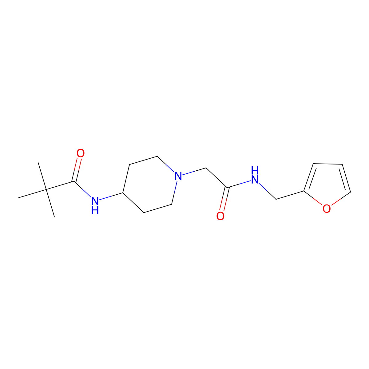 N-[1-({[(furan-2-yl)methyl]carbamoyl}methyl)piperidin-4-yl]-2,2-dimethylpropanamide molecular structure, CAS 604753-44-8