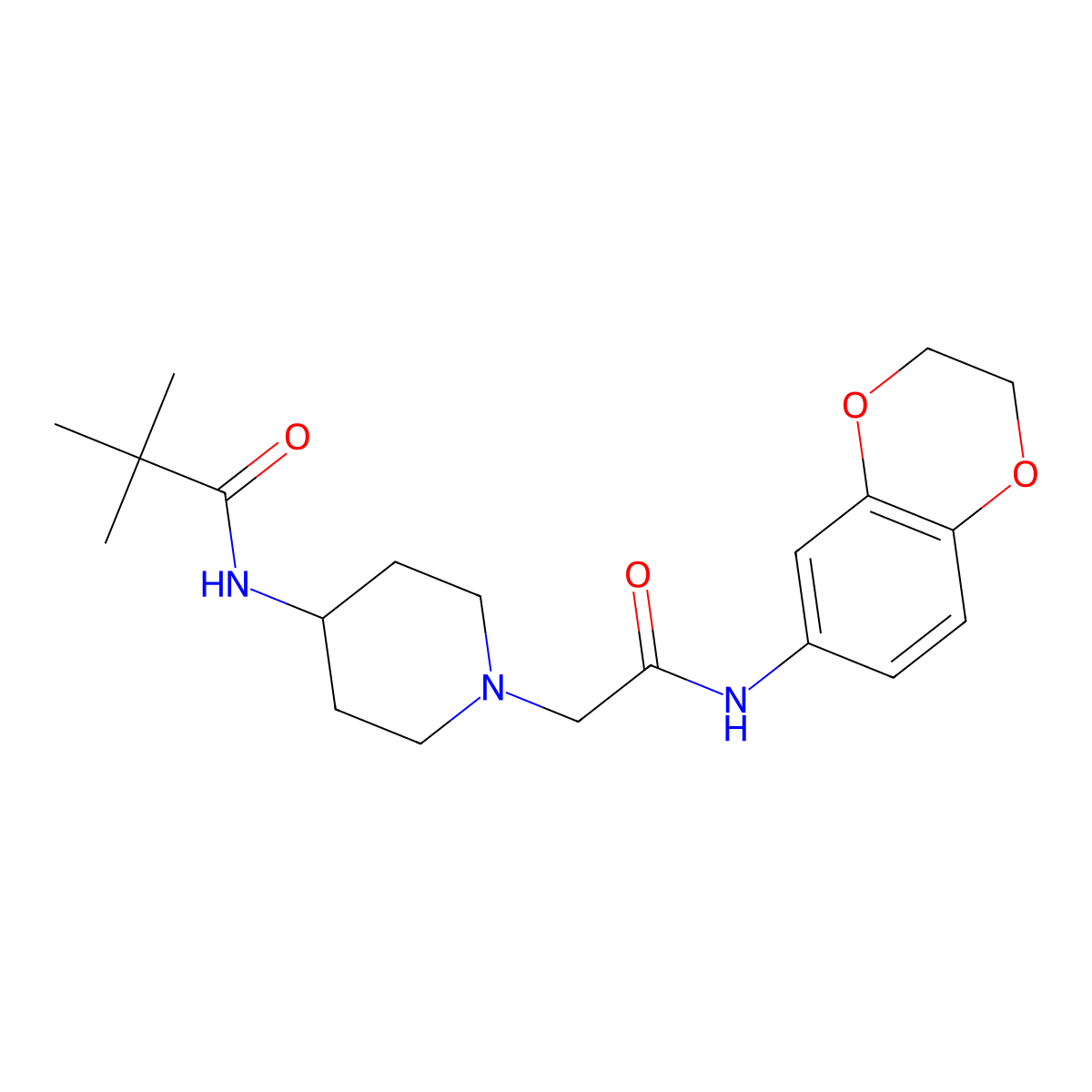 N-(1-{[(2,3-dihydro-1,4-benzodioxin-6-yl)carbamoyl]methyl}piperidin-4-yl)-2,2-dimethylpropanamide molecular structure, CAS 604753-83-5