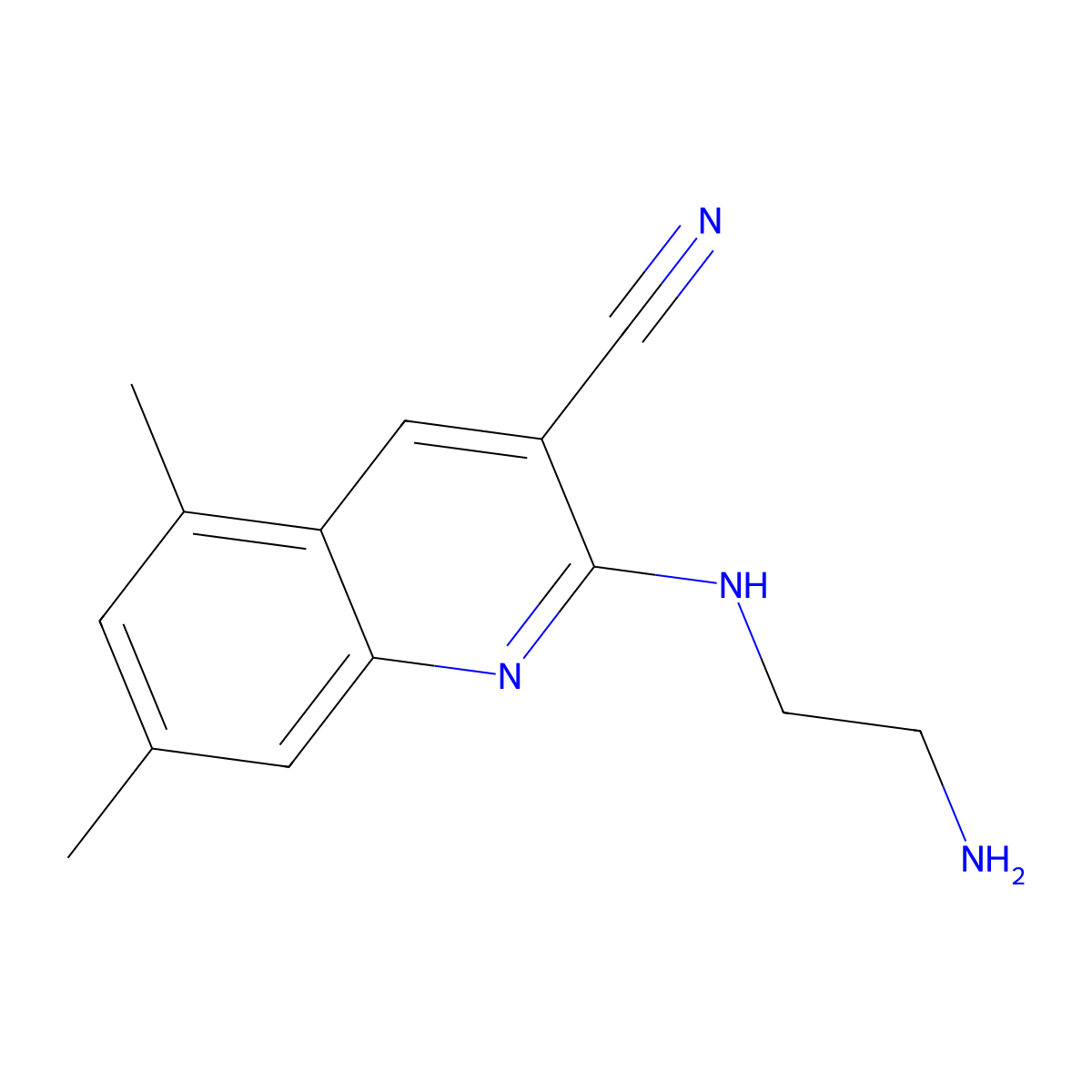2-((2-Aminoethyl)amino)-5,7-dimethylquinoline-3-carbonitrile molecular structure, CAS 604754-35-0
