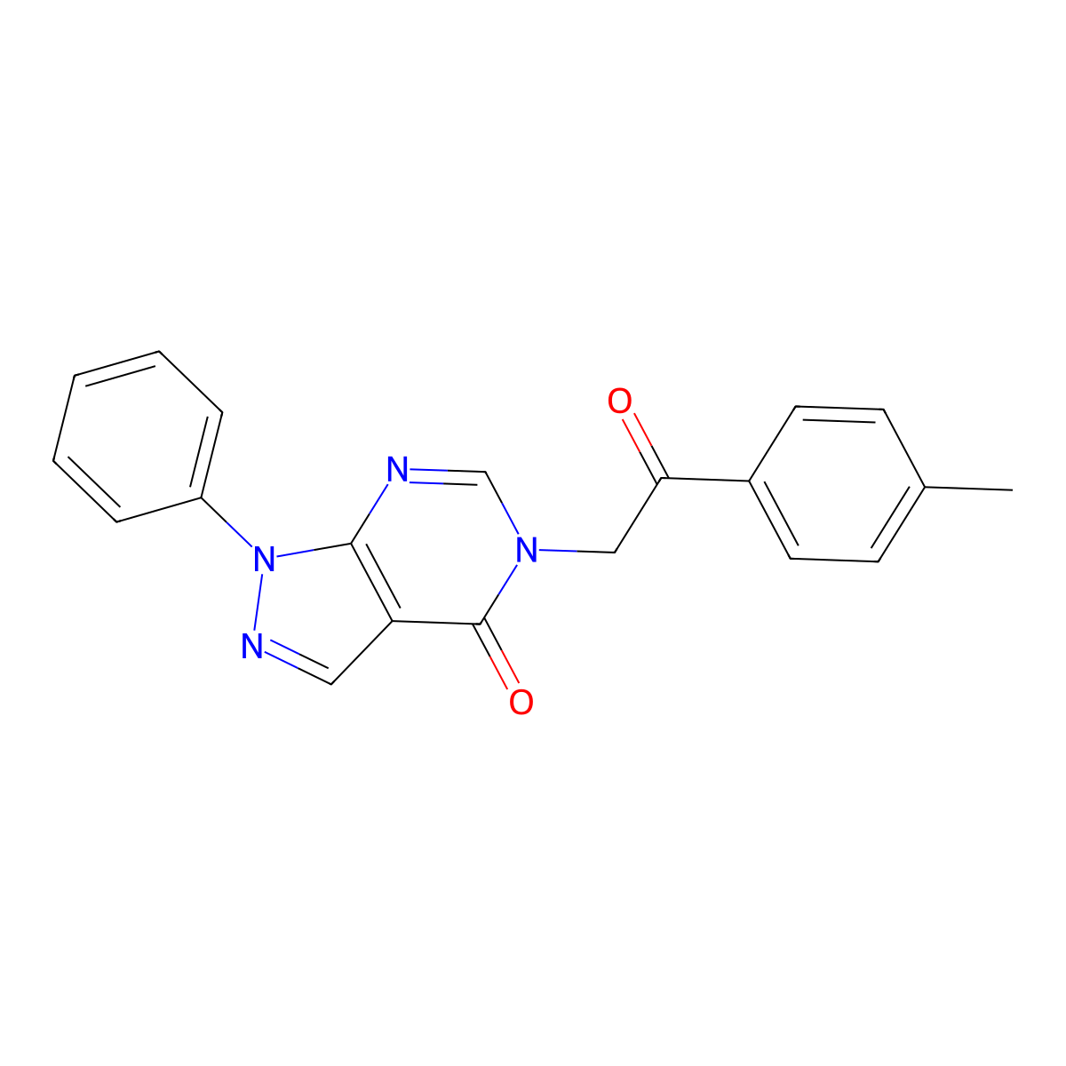 5-[2-(4-methylphenyl)-2-oxoethyl]-1-phenyl-1,5-dihydro-4H-pyrazolo[3,4-d]pyrimidin-4-one molecular structure, CAS 604754-45-2