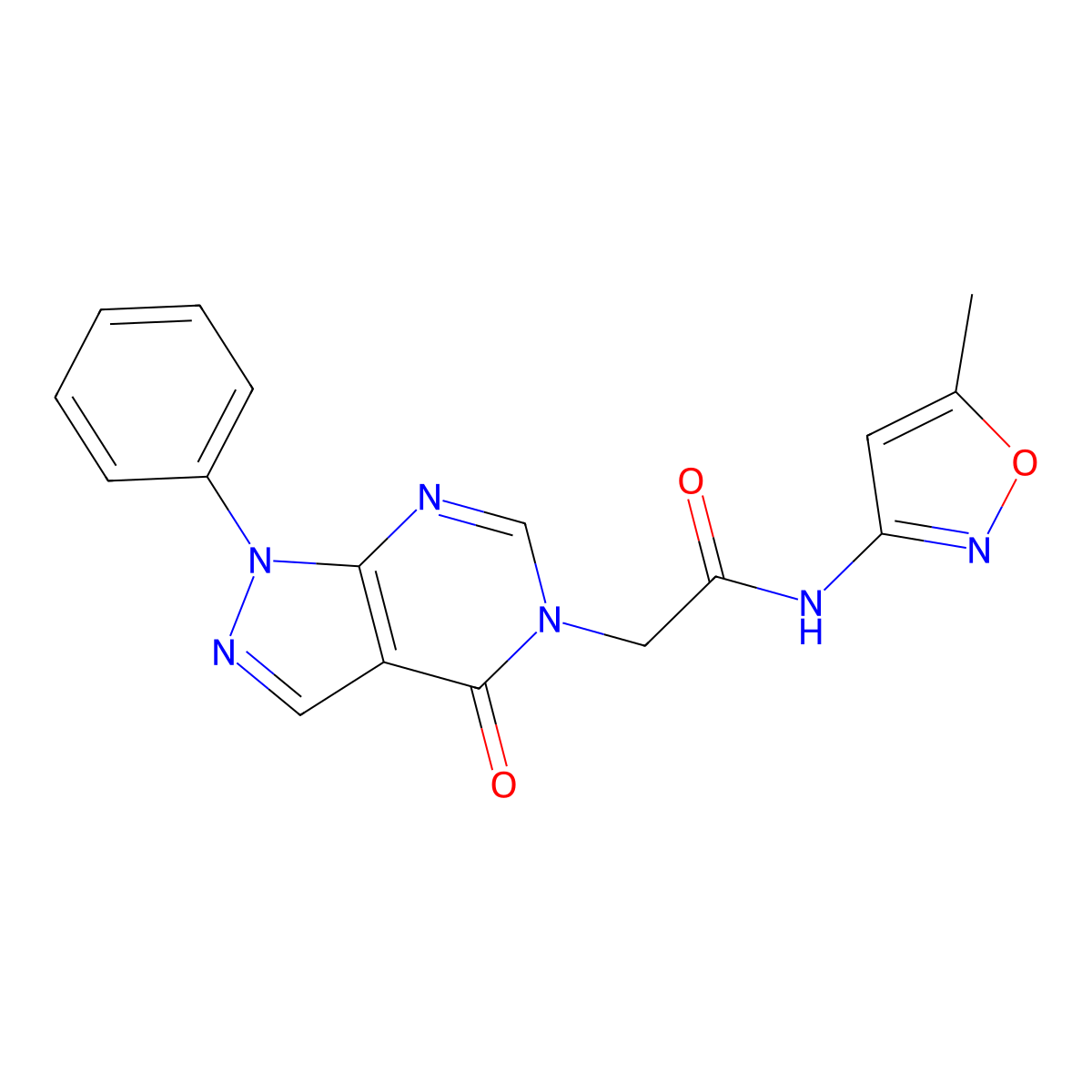 N-(5-methyl-1,2-oxazol-3-yl)-2-(4-oxo-1-phenylpyrazolo[3,4-d]pyrimidin-5-yl)acetamide molecular structure, CAS 604754-48-5