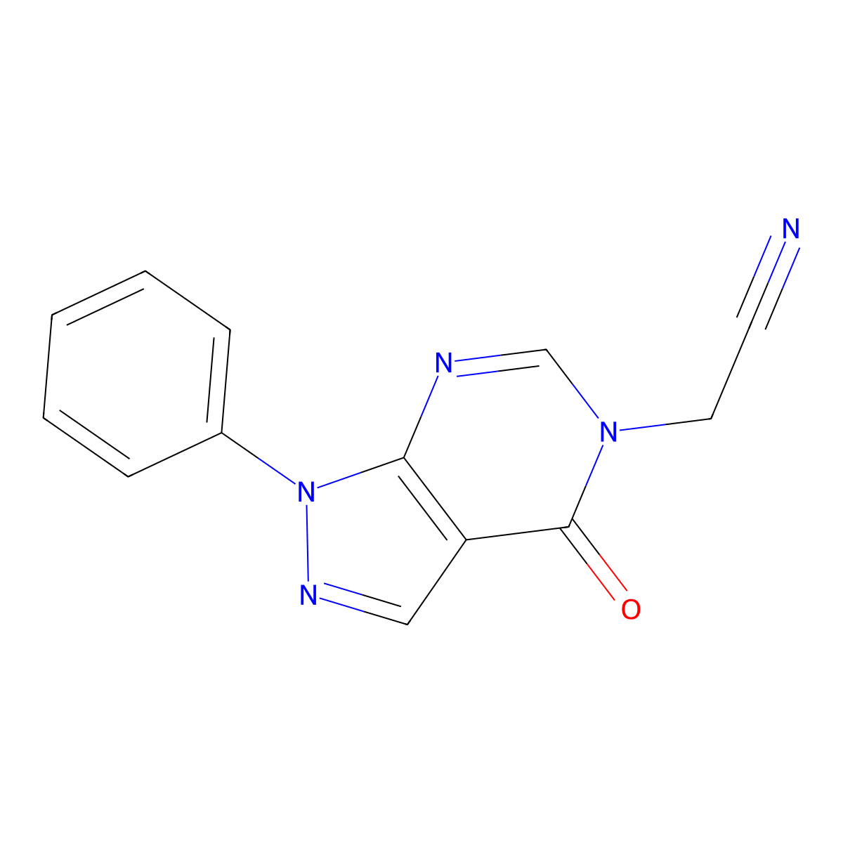 2-(4-Oxo-1-phenylpyrazolo[3,4-d]pyrimidin-5-yl)acetonitrile molecular structure, CAS 604754-49-6