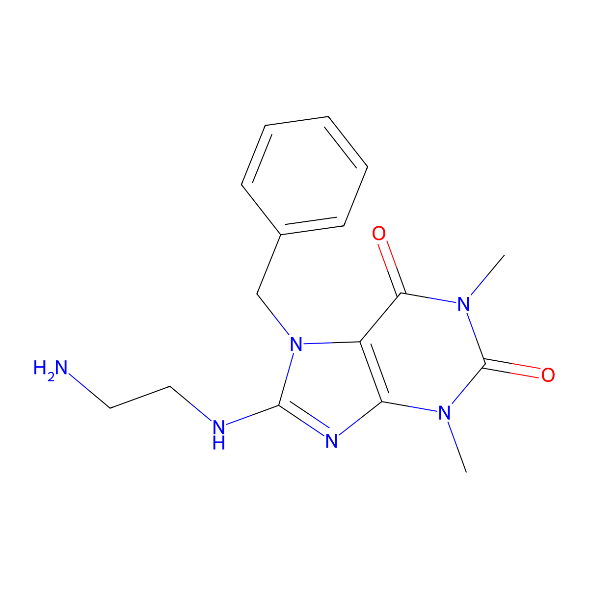 8-[(2-Aminoethyl)amino]-3,7-dihydro-1,3-dimethyl-7-(phenylmethyl)-1H-purine-2,6-dione molecular structure, CAS 604754-57-6