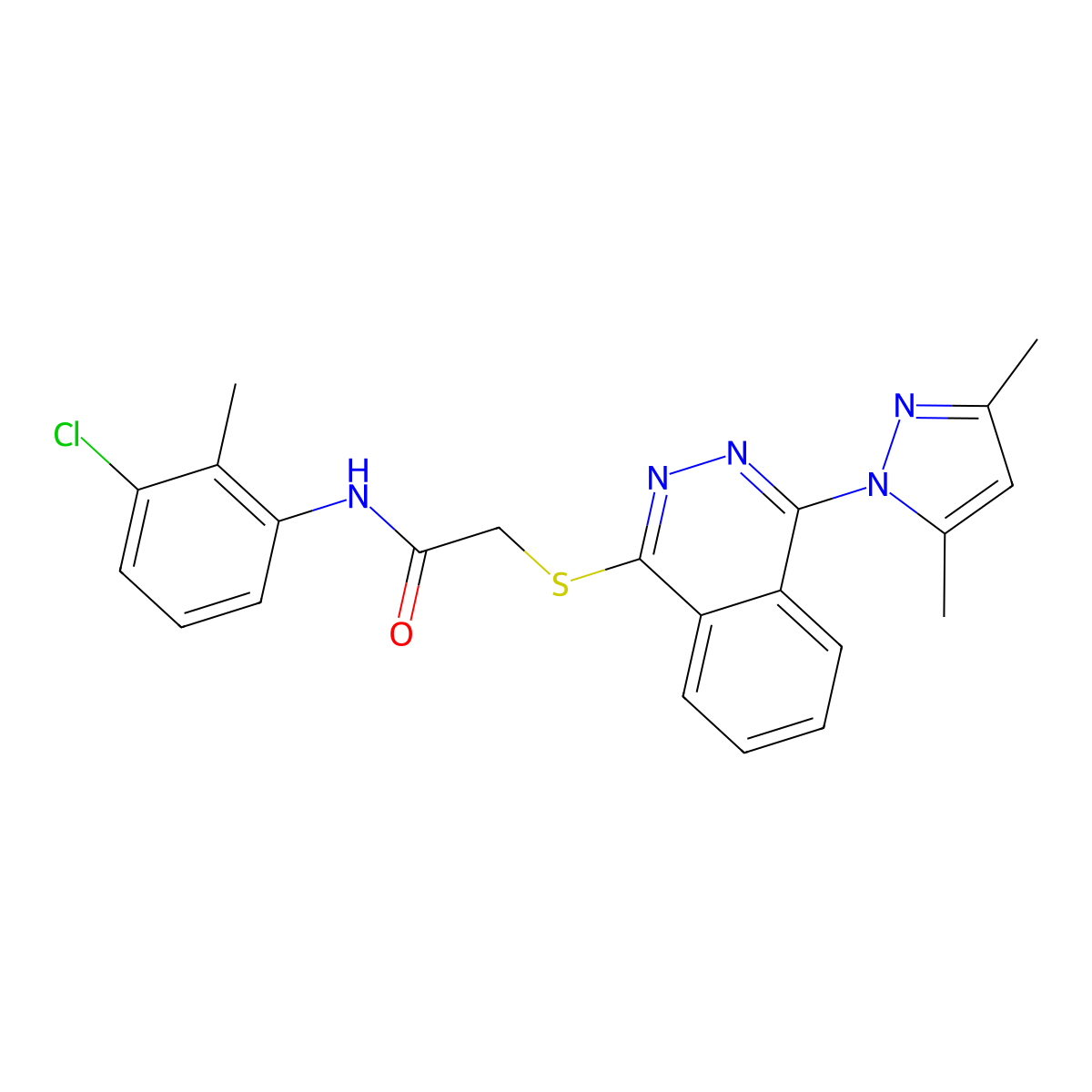 N-(3-Chloro-2-methylphenyl)-2-{[4-(3,5-dimethyl-1H-pyrazol-1-yl)-1-phthalazinyl]sulfanyl}acetamide molecular structure, CAS 604754-60-1