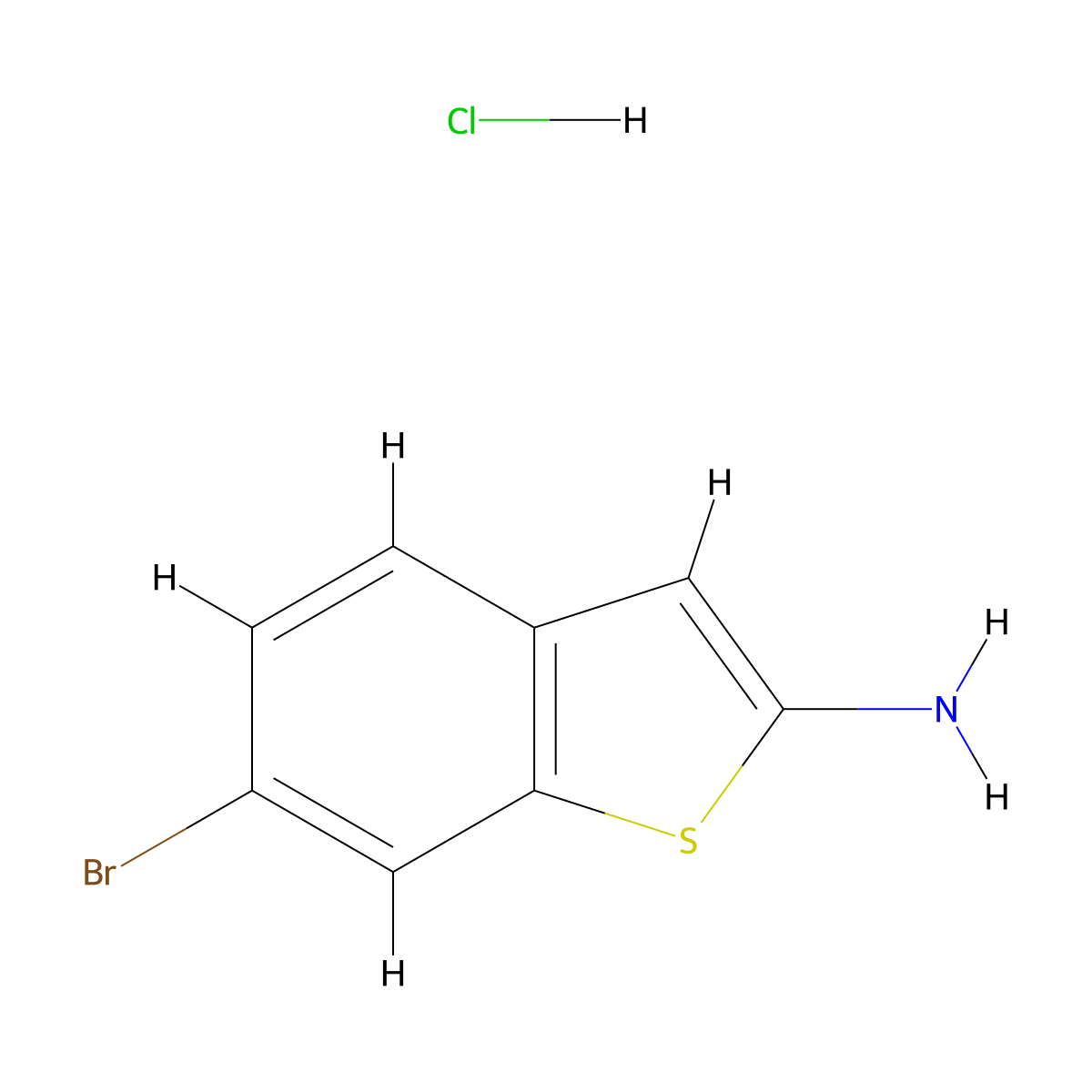 6-Bromo-1-benzothiophen-2-amine hydrochloride molecular structure, CAS 604757-36-0