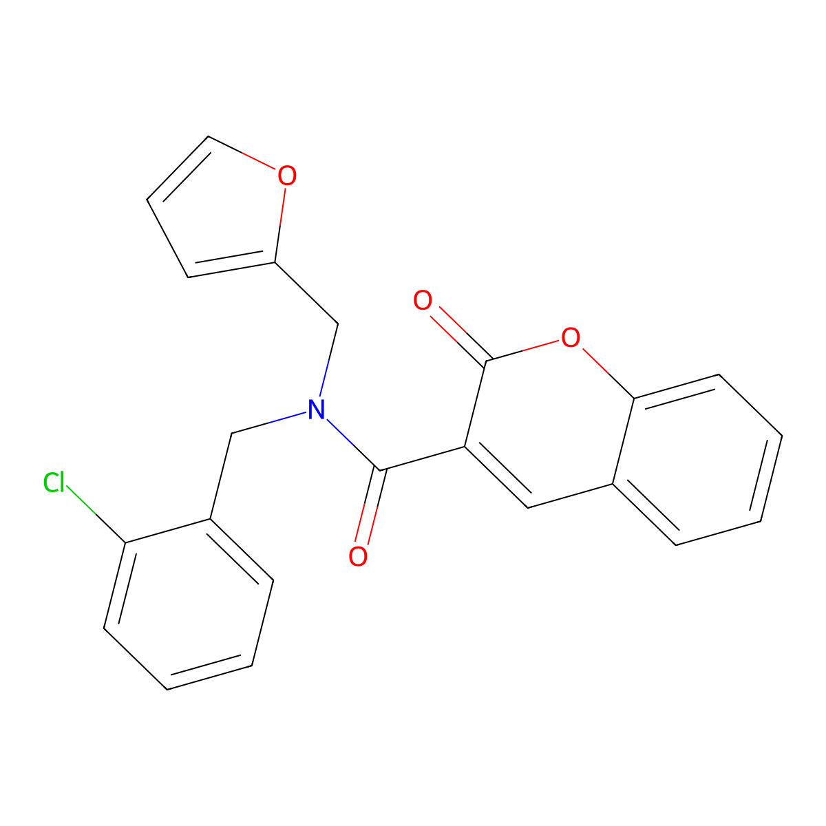 N-(2-chlorobenzyl)-N-(furan-2-ylmethyl)-2-oxo-2H-chromene-3-carboxamide molecular structure, CAS 604759-99-1