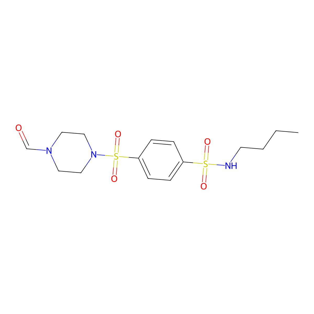 N-Butyl-4-(4-formylpiperazine-1-sulfonyl)benzene-1-sulfonamide molecular structure, CAS 604761-80-0
