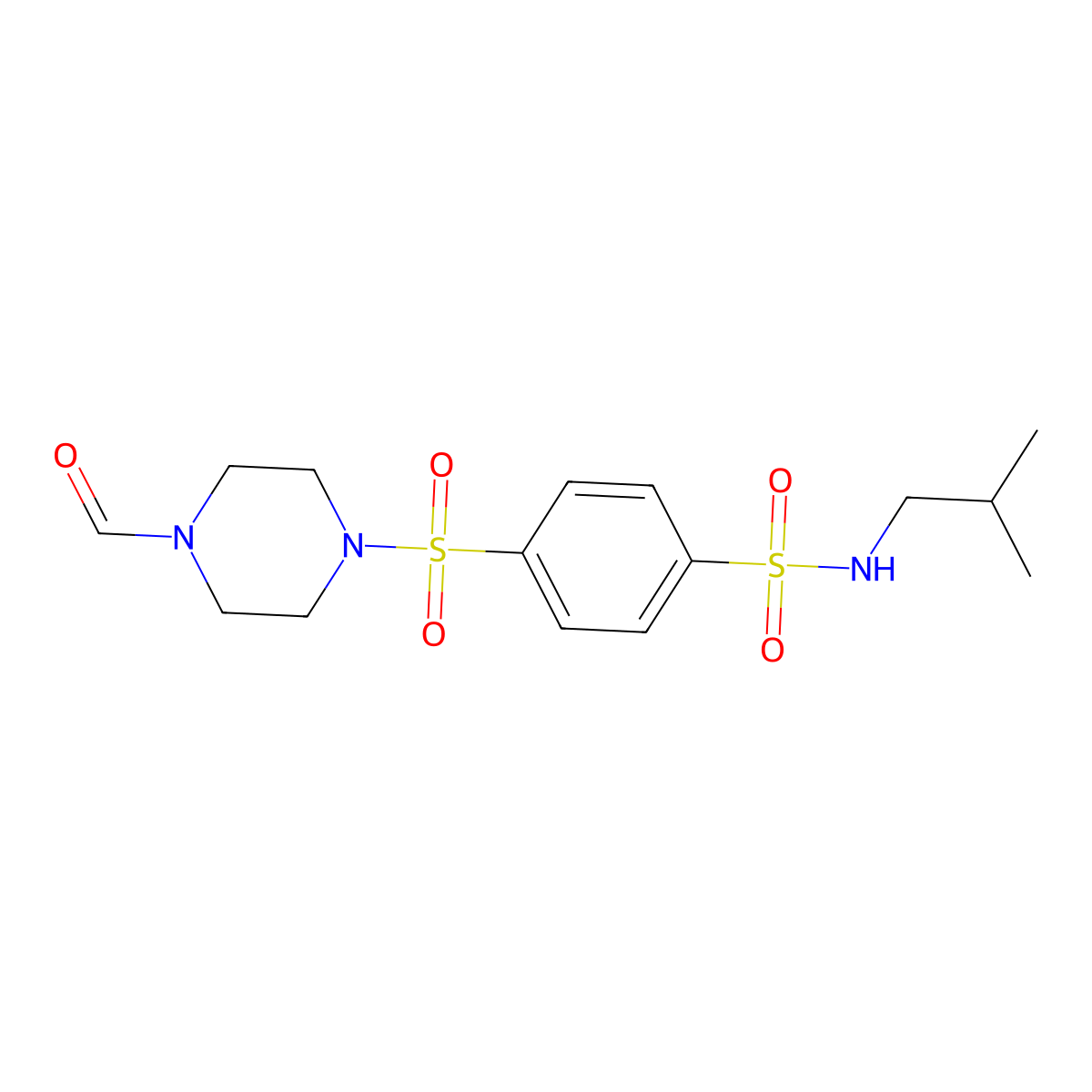 4-(4-Formylpiperazine-1-sulfonyl)-N-(2-methylpropyl)benzene-1-sulfonamide molecular structure, CAS 604761-98-0