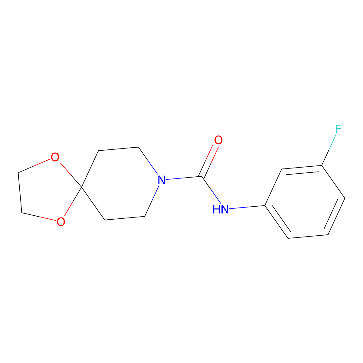 N-(3-fluorophenyl)-1,4-dioxa-8-azaspiro[4.5]decane-8-carboxamide molecular structure, CAS 604762-15-4