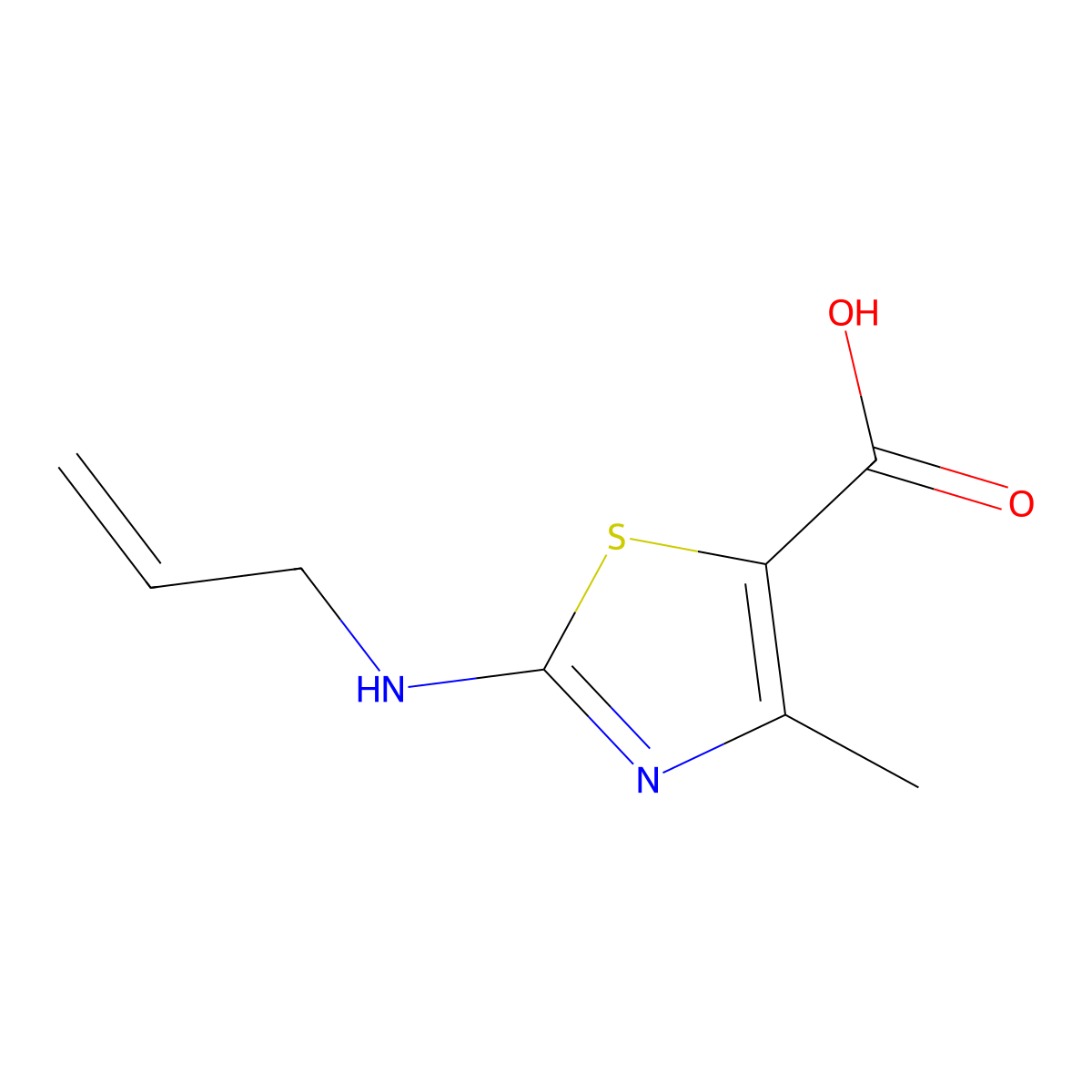 4-Methyl-2-(prop-2-enylamino)-1,3-thiazole-5-carboxylic acid molecular structure, CAS 604762-23-4