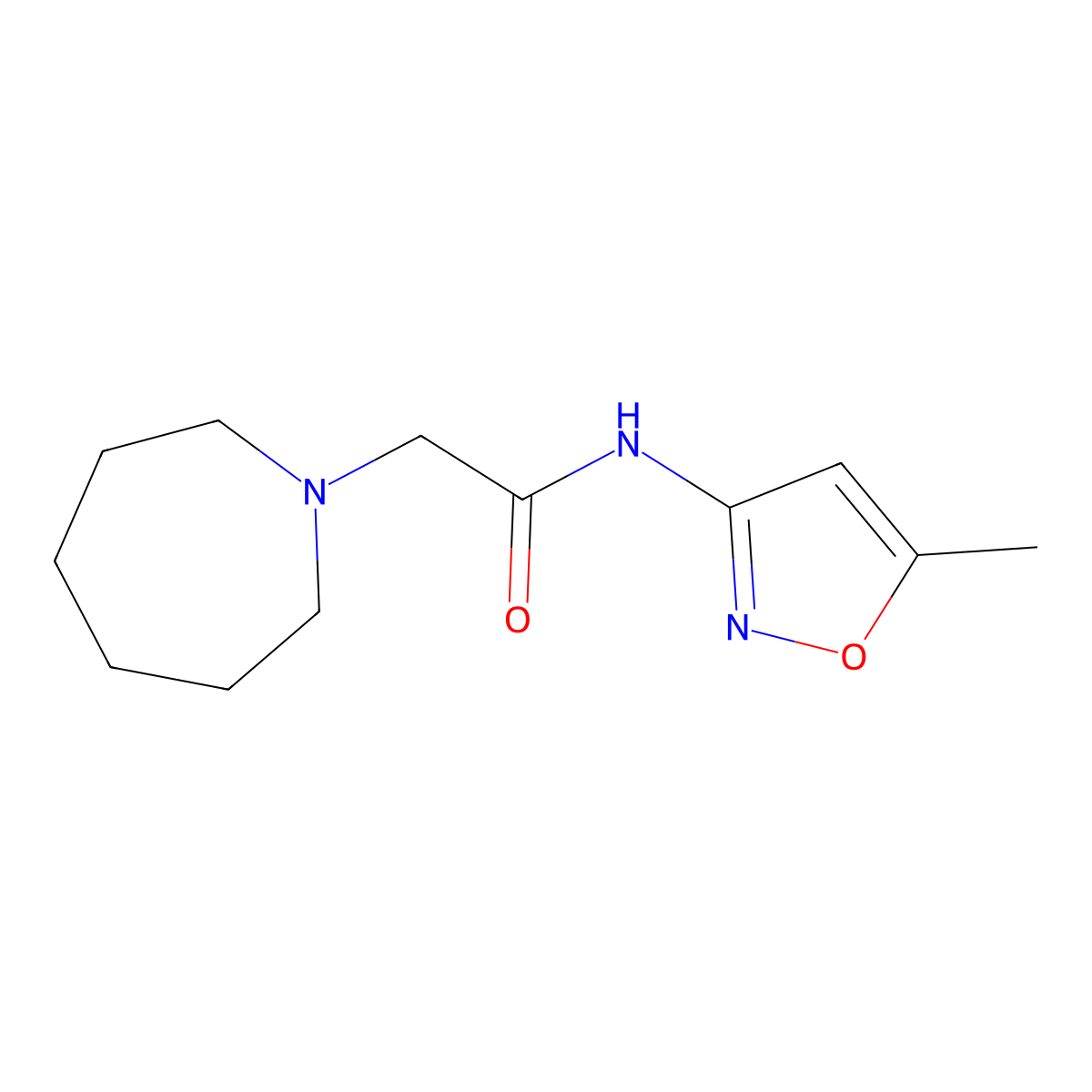 2-(1-azepanyl)-N-(5-methyl-3-isoxazolyl)acetamide molecular structure, CAS 604762-57-4