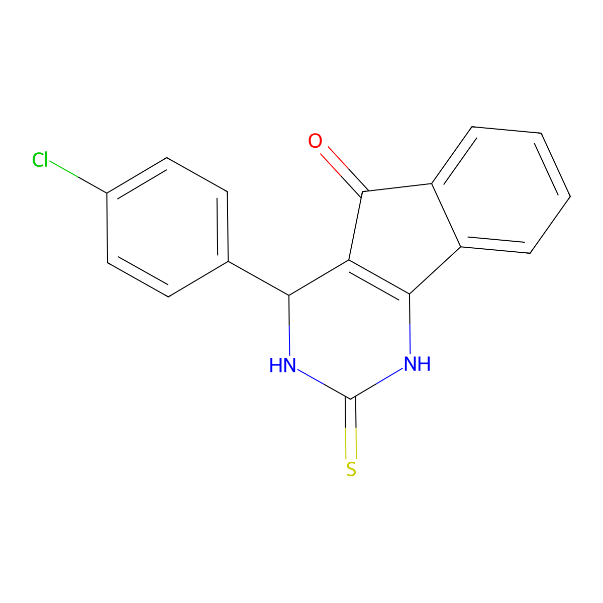 4-(4-chlorophenyl)-2-thioxo-1,2,3,4-tetrahydro-5H-indeno[1,2-d]pyrimidin-5-one molecular structure, CAS 60477-75-0