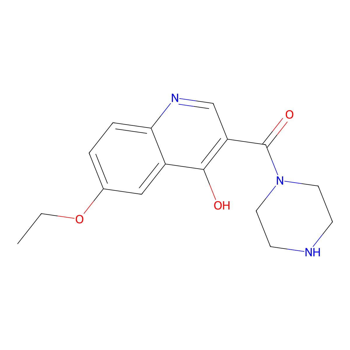 Piperazine, 1-[(6-ethoxy-4-hydroxy-3-quinolinyl)carbonyl]- molecular structure, CAS 604773-10-6