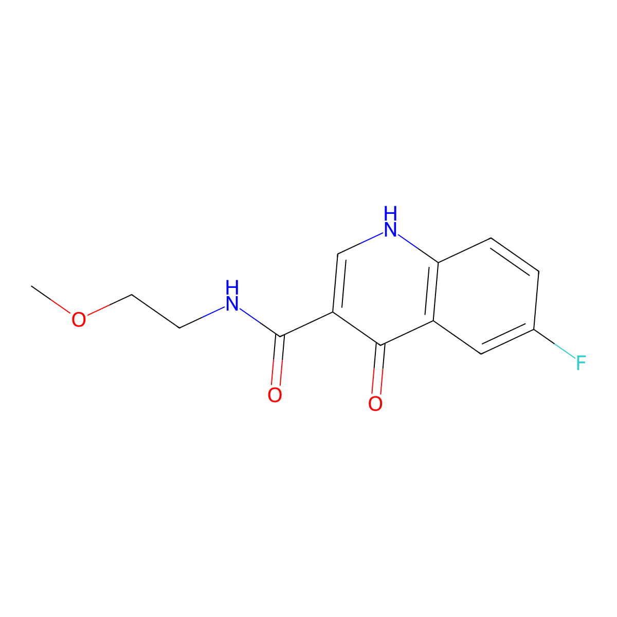 6-fluoro-4-hydroxy-N-(2-methoxyethyl)quinoline-3-carboxamide molecular structure, CAS 604773-18-4