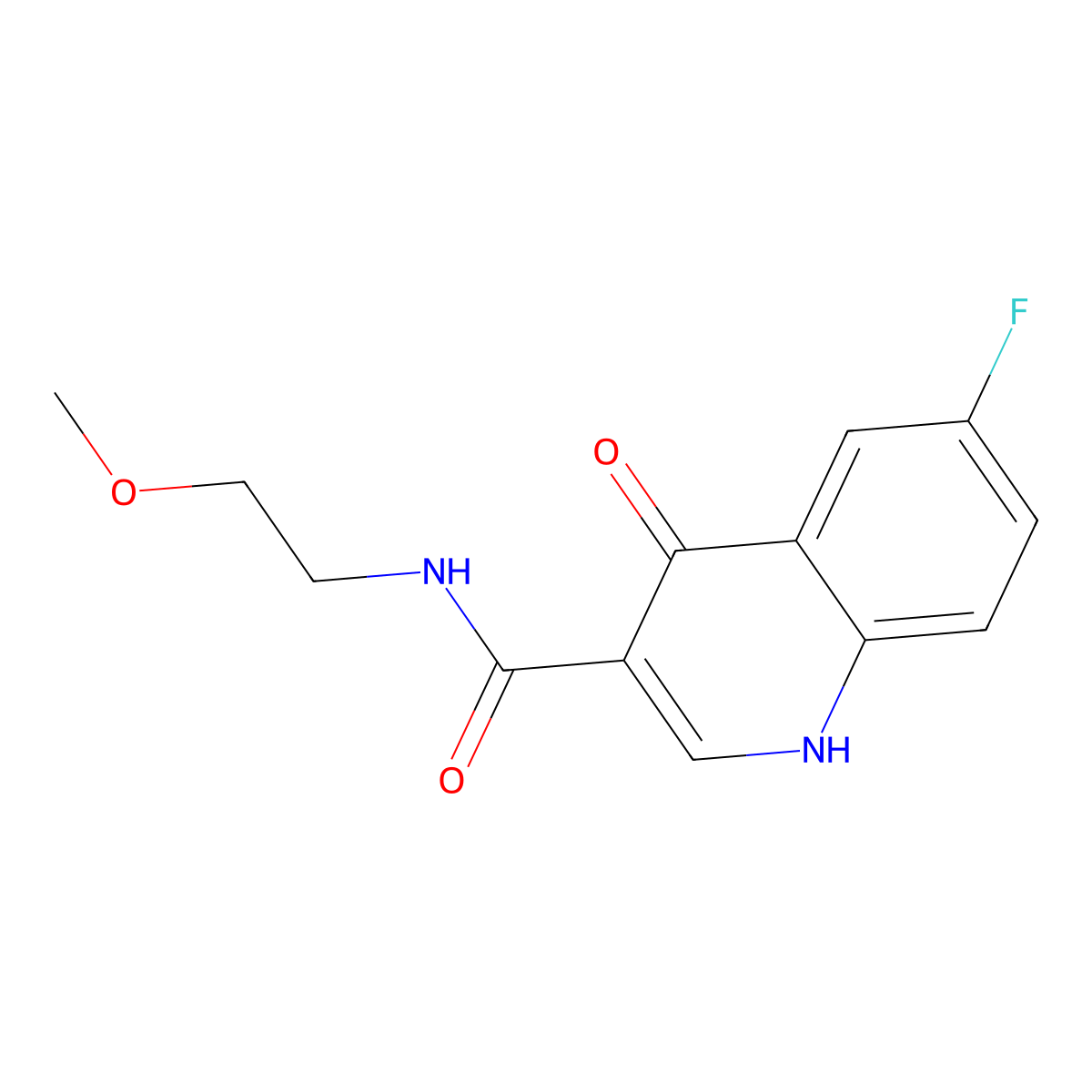 6-fluoro-4-hydroxy-N-(2-methoxyethyl)quinoline-3-carboxamide molecular structure, CAS 604773-18-4