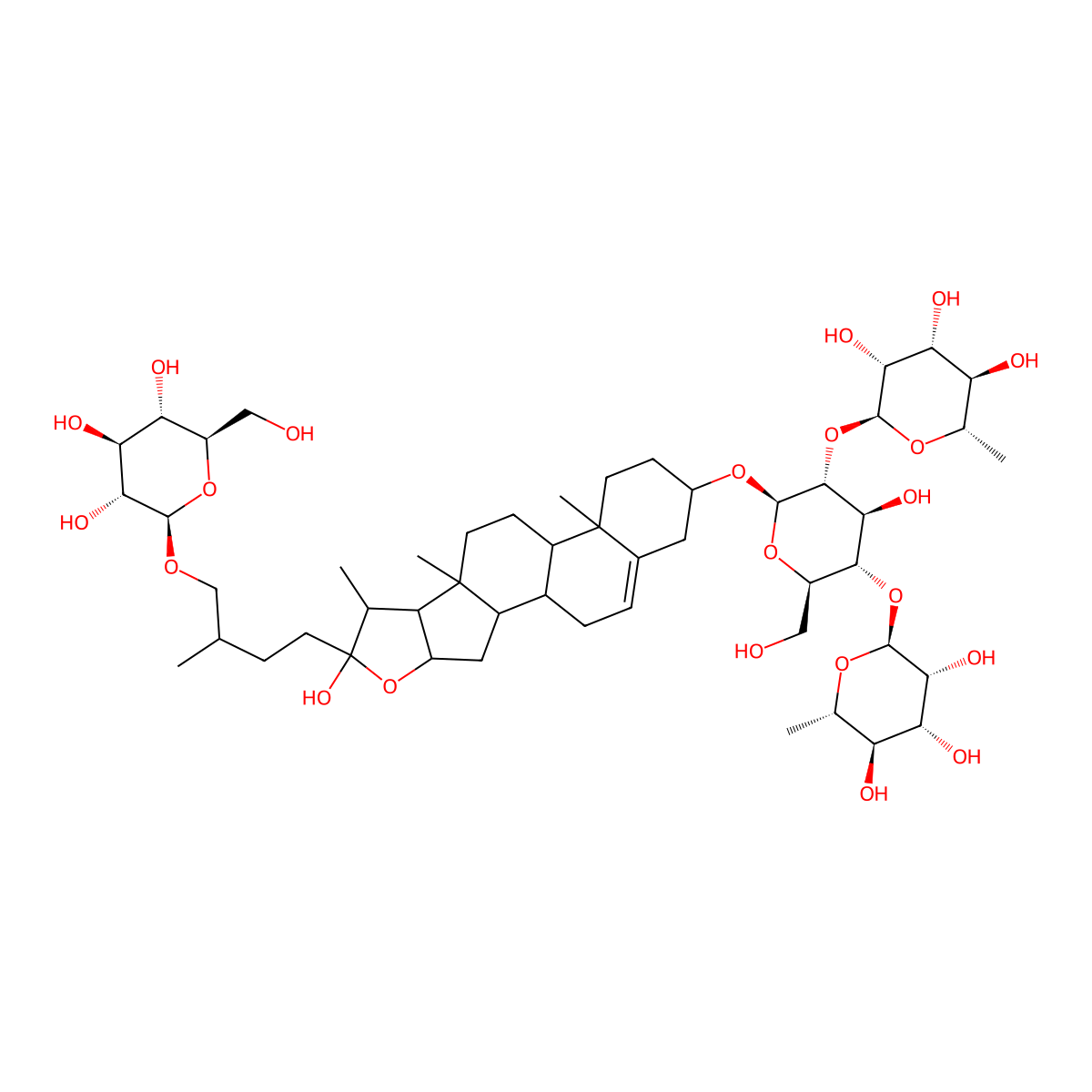 (2S,3R,4R,5R,6S)-2-[(2R,3S,4S,5R,6R)-4-hydroxy-2-(hydroxymethyl)-6-[[6-hydroxy-7,9,13-trimethyl-6-[3-methyl-4-[(2R,3R,4S,5S,6R)-3,4,5-trihydroxy-6-(hydroxymethyl)oxan-2-yl]oxybutyl]-5-oxapentacyclo[10.8.0.02,9.04,8.013,18]icos-18-en-16-yl]oxy]-5-[(2S,3R,4R,5R,6S)-3,4,5-trihydroxy-6-methyloxan-2-yl]oxyoxan-3-yl]oxy-6-methyloxane-3,4,5-triol molecular structure, CAS 60478-69-5