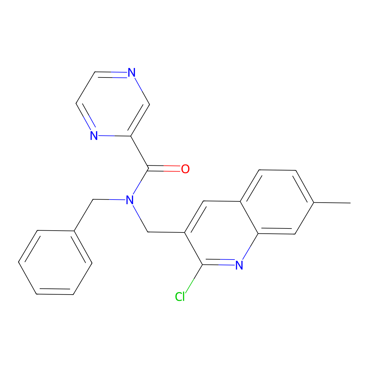 N-benzyl-N-[(2-chloro-7-methylquinolin-3-yl)methyl]pyrazine-2-carboxamide molecular structure, CAS 604780-55-4