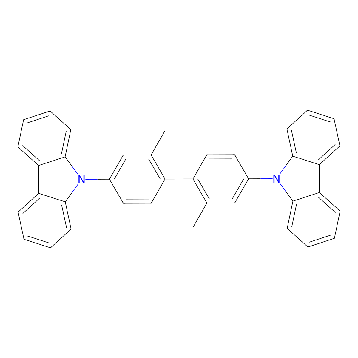 4,4'-Bis(9-carbazolyl)-2,2'-dimethylbiphenyl molecular structure, CAS 604785-54-8