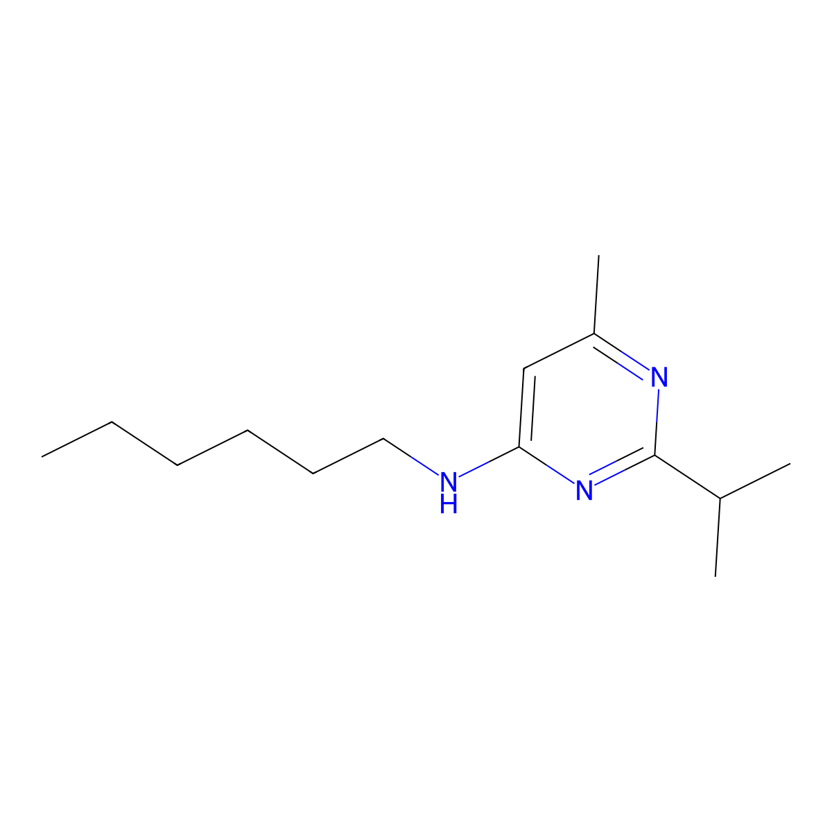 N-hexyl-2-isopropyl-6-methyl-4-pyrimidinamine molecular structure, CAS 604790-51-4