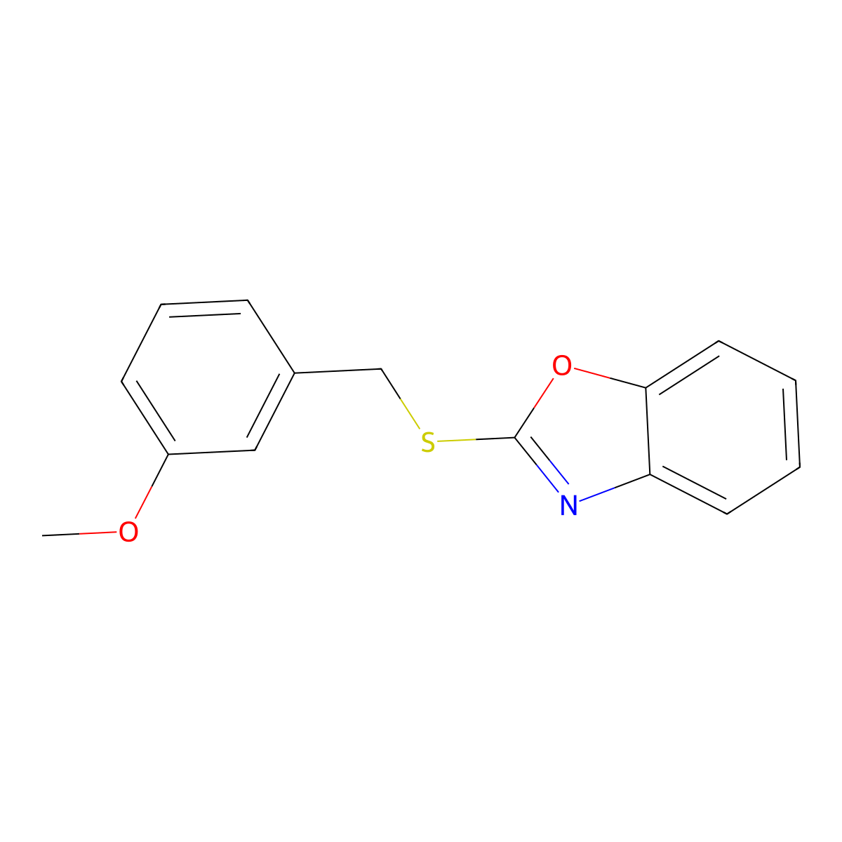 2-((3-Methoxybenzyl)thio)benzo[d]oxazole molecular structure, CAS 604795-48-4