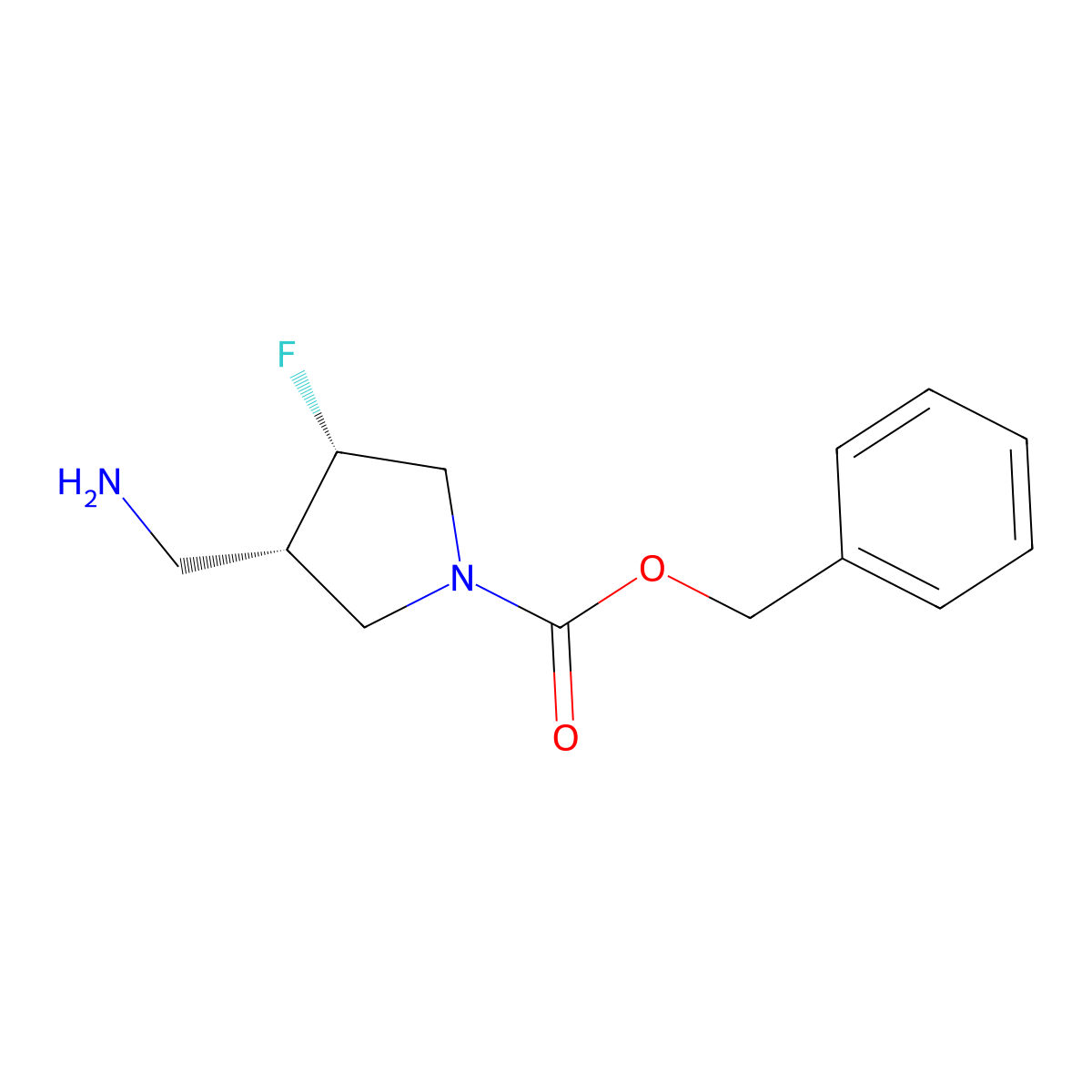 benzyl (3S,4S)-3-(aminomethyl)-4-fluoropyrrolidine-1-carboxylate molecular structure, CAS 604798-51-8