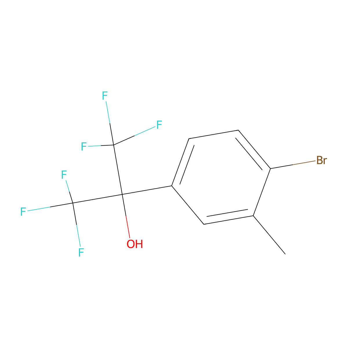 2-(4-Bromo-3-methylphenyl)-1,1,1,3,3,3-hexafluoropropan-2-ol molecular structure, CAS 604799-57-7