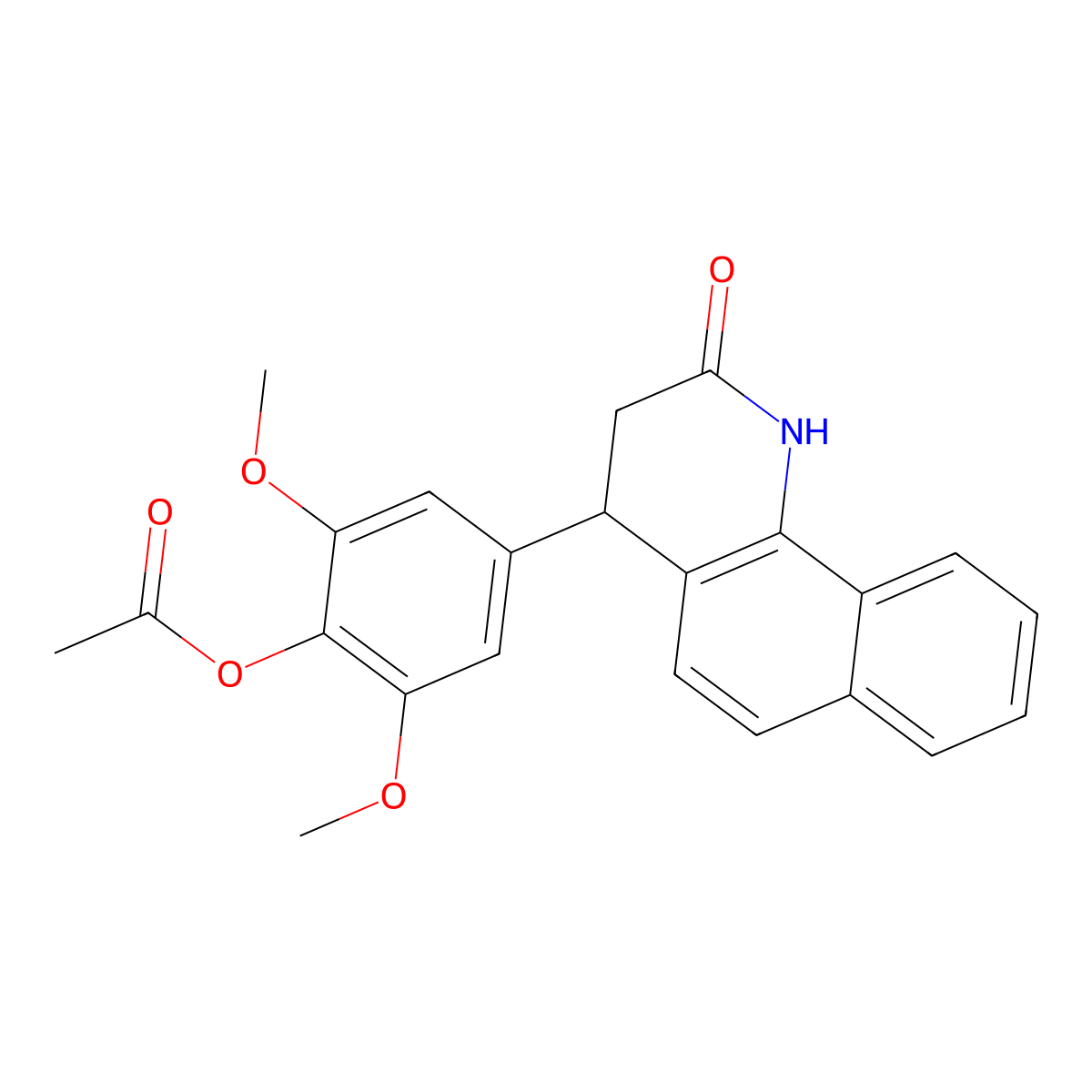 2,6-Dimethoxy-4-(2-oxo-1,2,3,4-tetrahydrobenzo[h]quinolin-4-yl)phenyl acetate molecular structure, CAS 6048-00-6