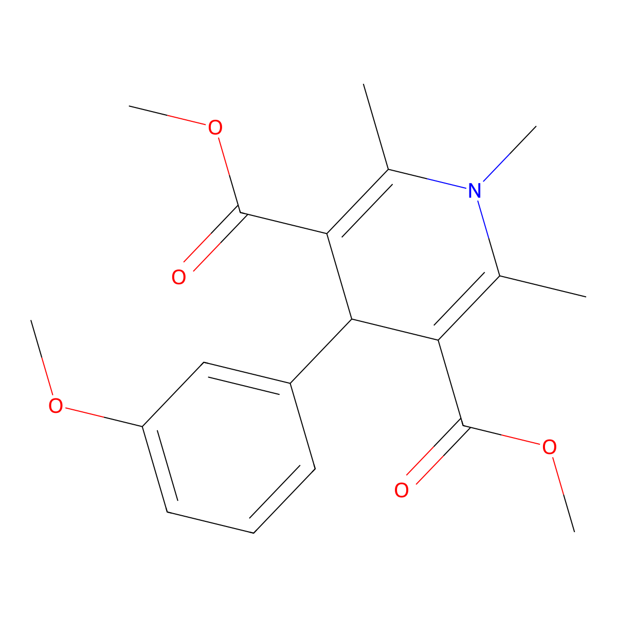 dimethyl 4-(3-methoxyphenyl)-1,2,6-trimethyl-4H-pyridine-3,5-dicarboxylate molecular structure, CAS 6048-41-5