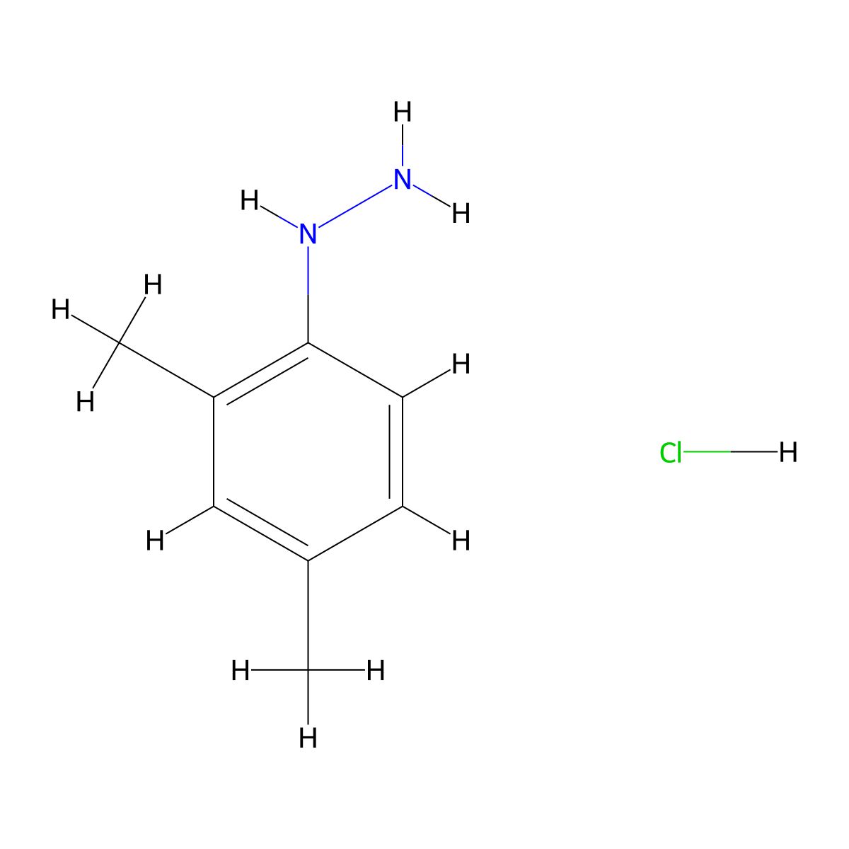 2,4-Dimethylphenylhydrazine hydrochloride molecular structure, CAS 60480-83-3