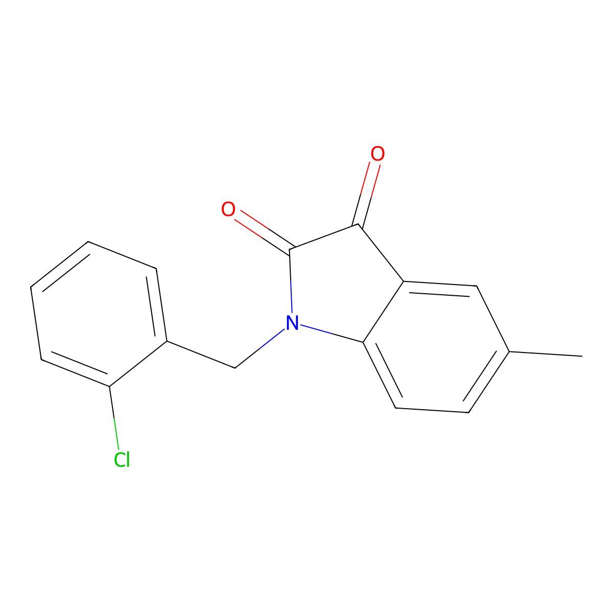 1-(2-chlorobenzyl)-5-methyl-1H-indole-2,3-dione molecular structure, CAS 604803-78-3