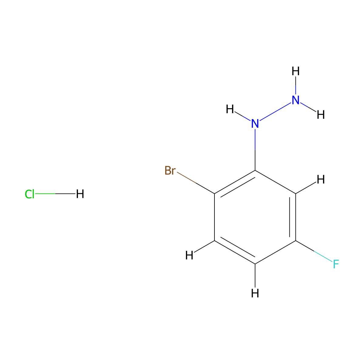 (2-Bromo-5-fluorophenyl)hydrazine hydrochloride molecular structure, CAS 60481-35-8