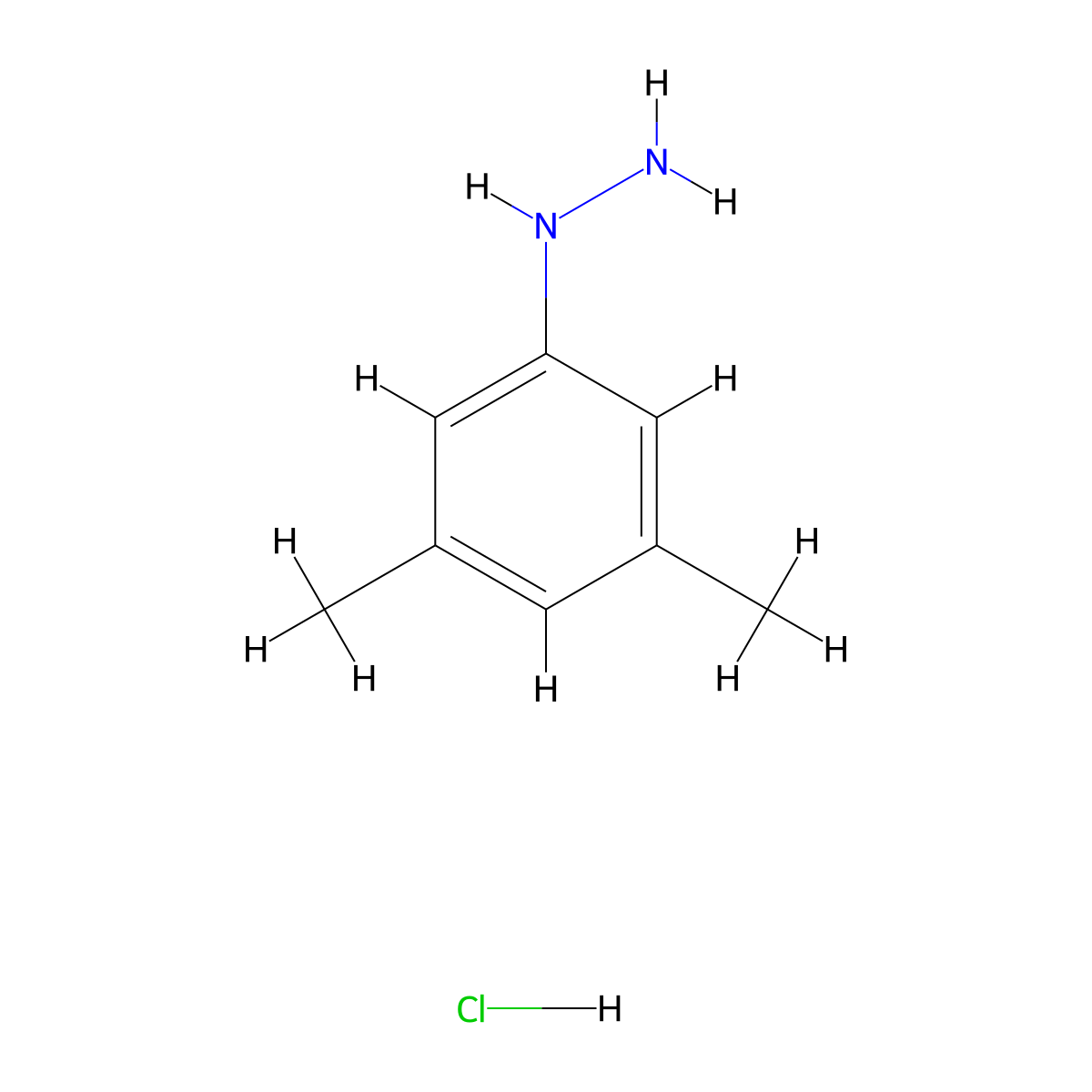(3,5-Dimethylphenyl)hydrazine hydrochloride molecular structure, CAS 60481-36-9